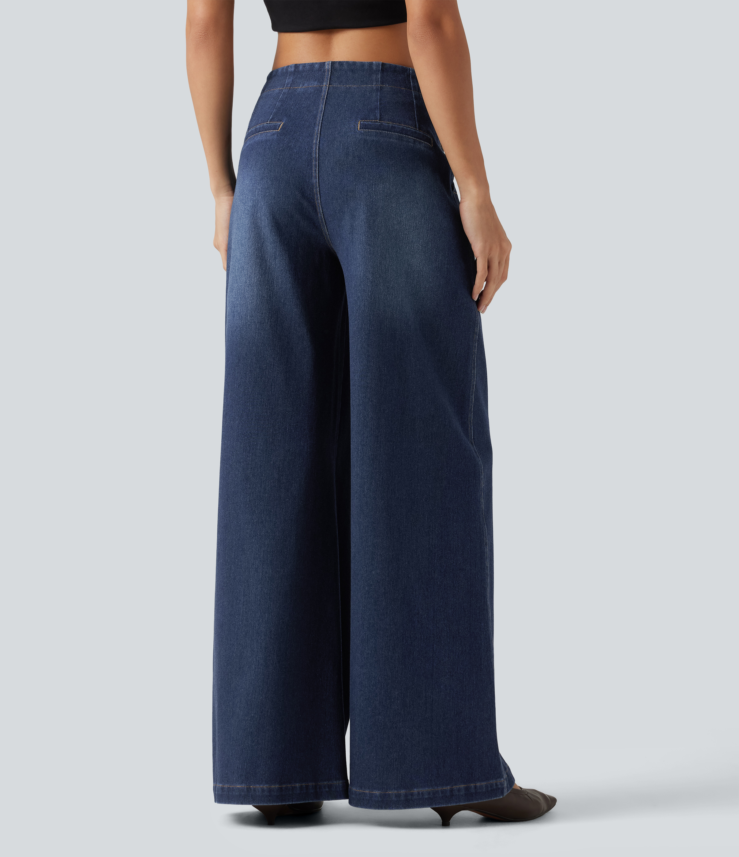 Estate Blue Denim Halara Flex™ High Waisted Wide Leg Casual Jeans with Pockets / 2