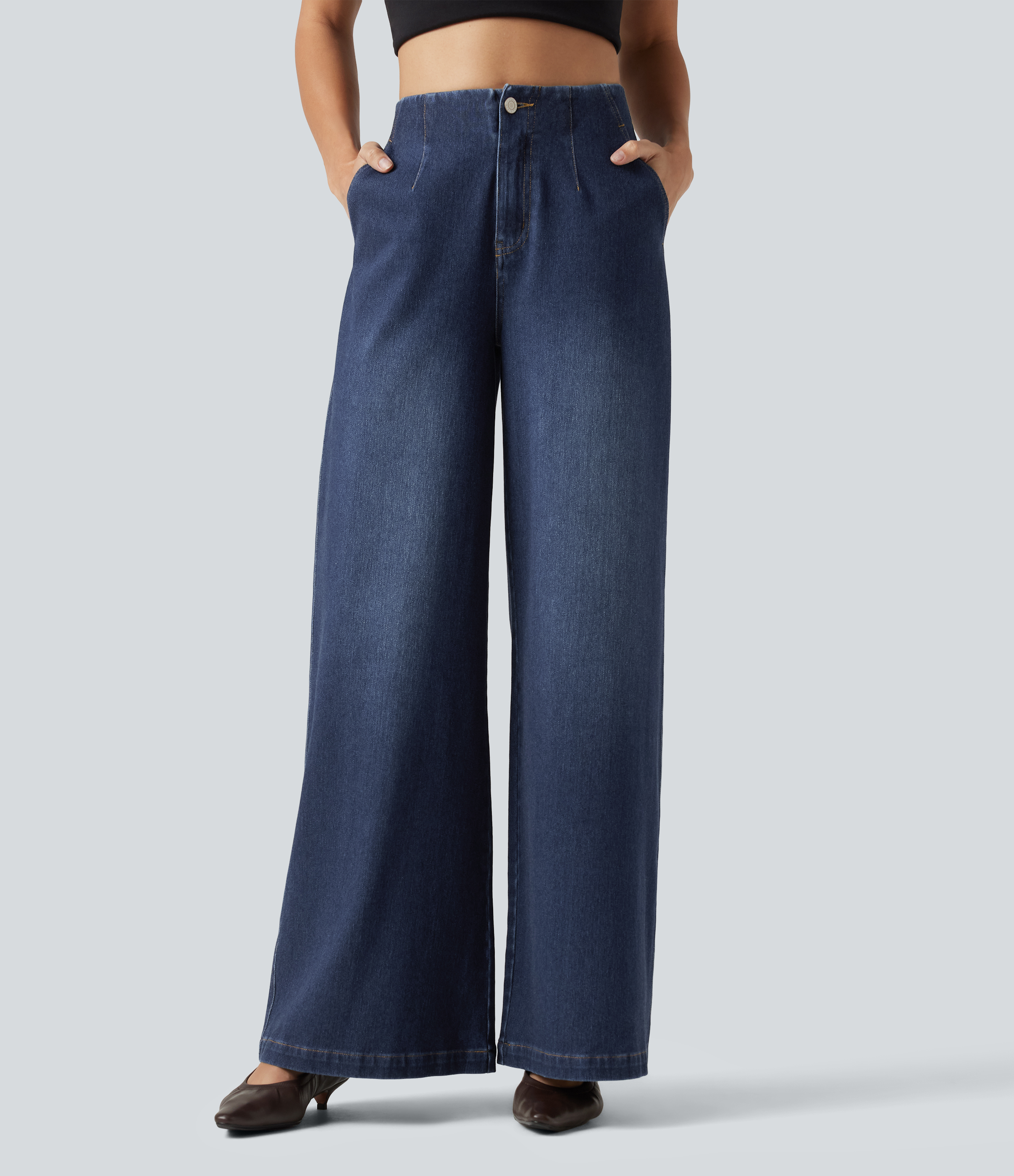 Halara Flex™ High Waisted Wide Leg Casual Jeans with Pockets