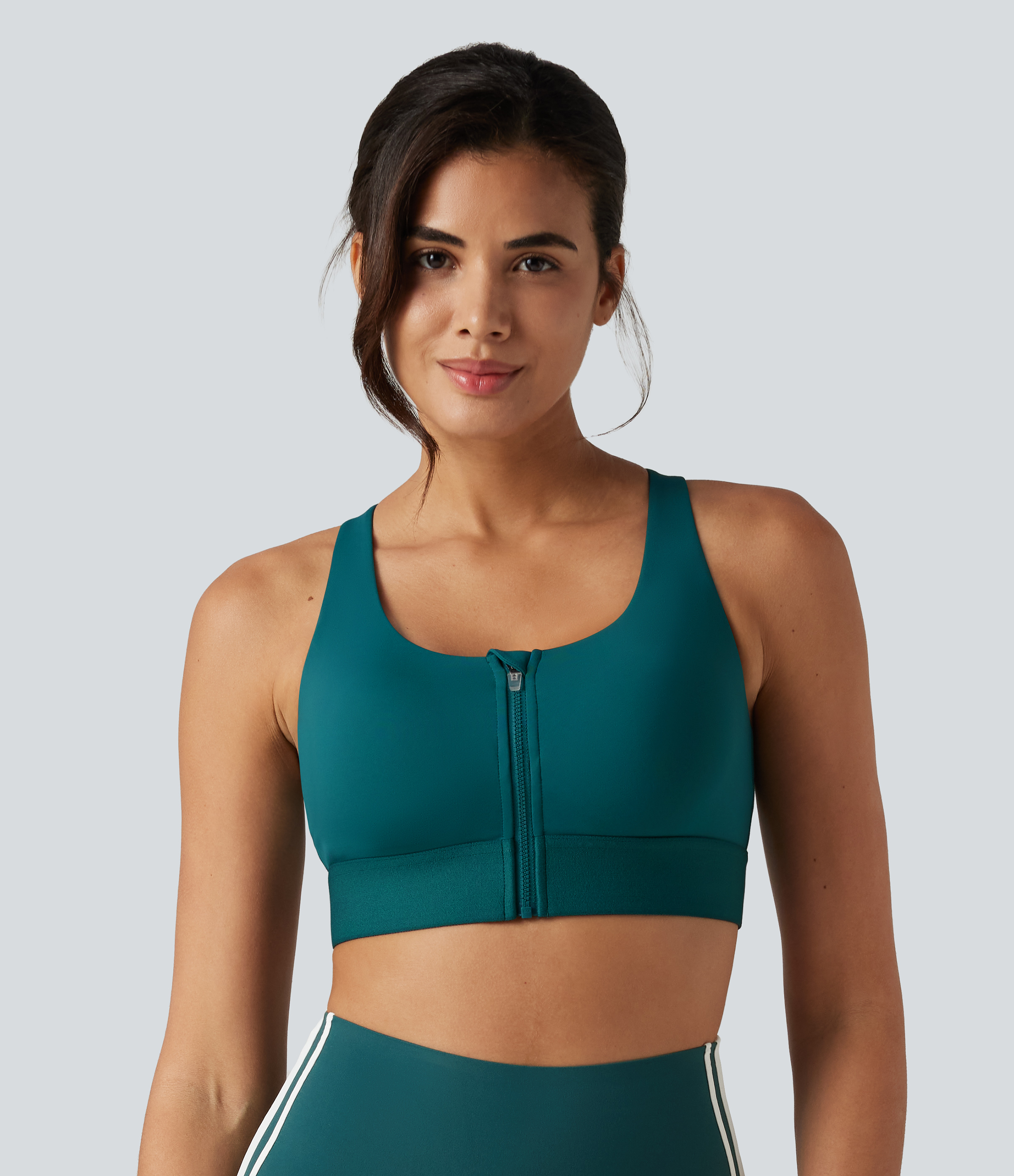 Spruced-up SpeedWave™ Medium Support Non-Removable Pad Zip Quick Dry Running Sports Bra / 2