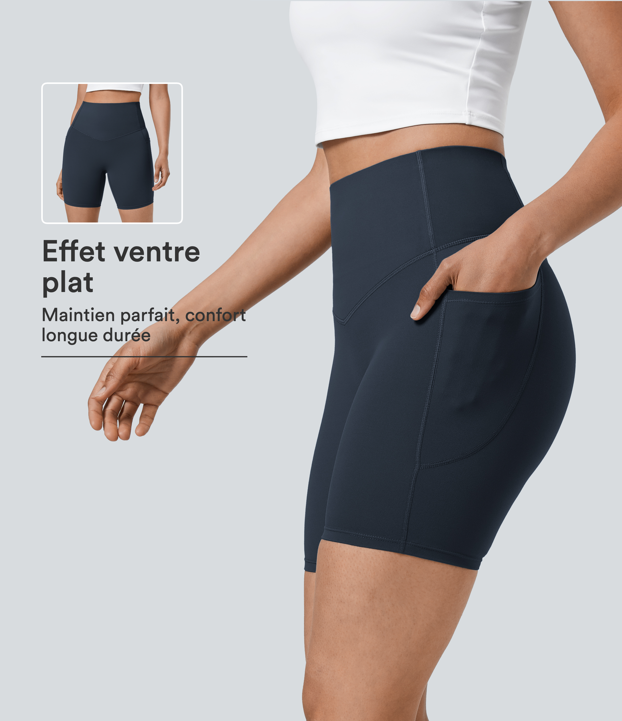 Short cycliste 17,5 cm d'entraînement gainant taille haute avec poches Halara UltraSculpt™