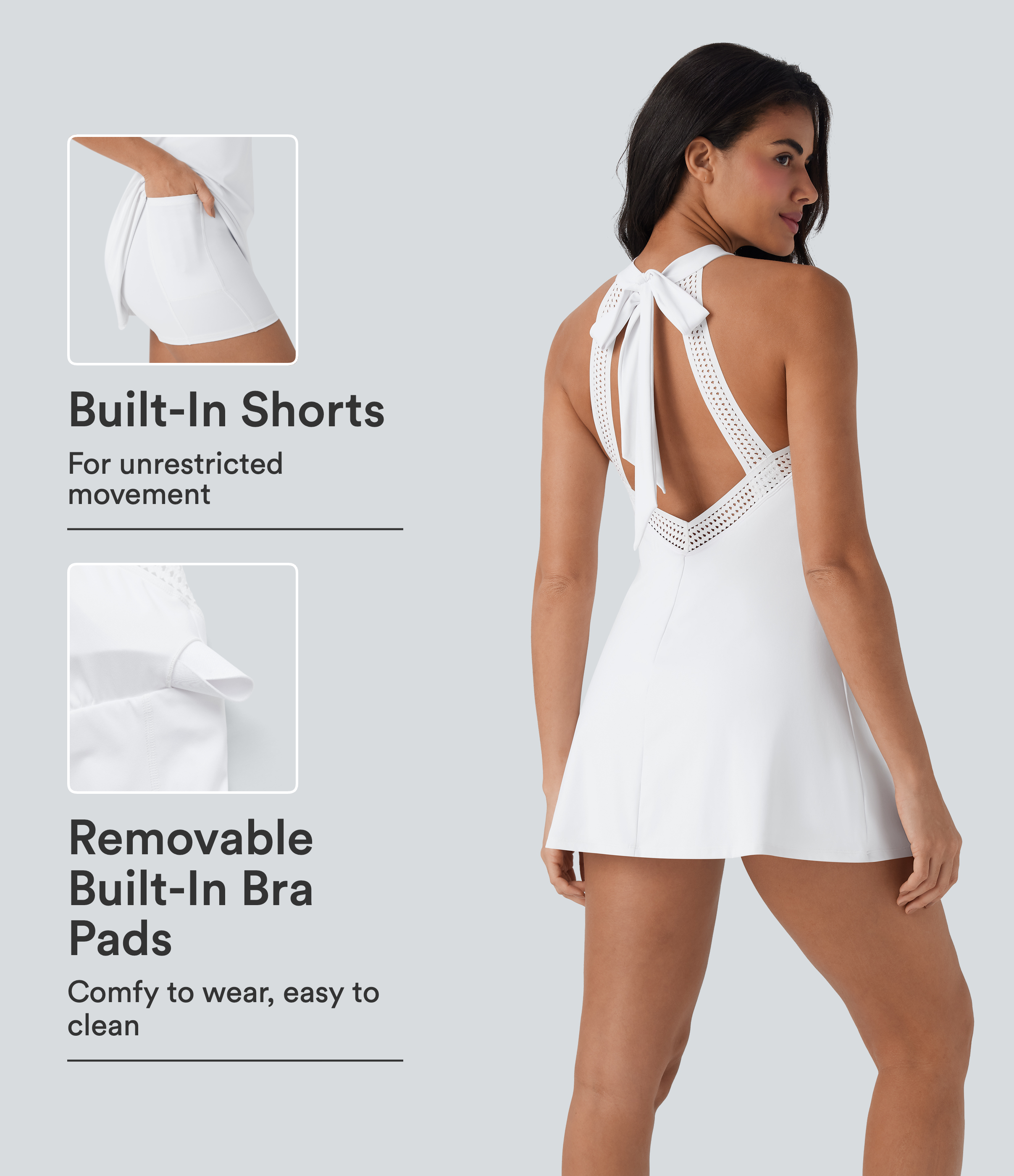 SoftlyZero™ Airy Tie Back 2-in-1 InstantCool Mini Yoga Active Dress with Pocket-UPF50+