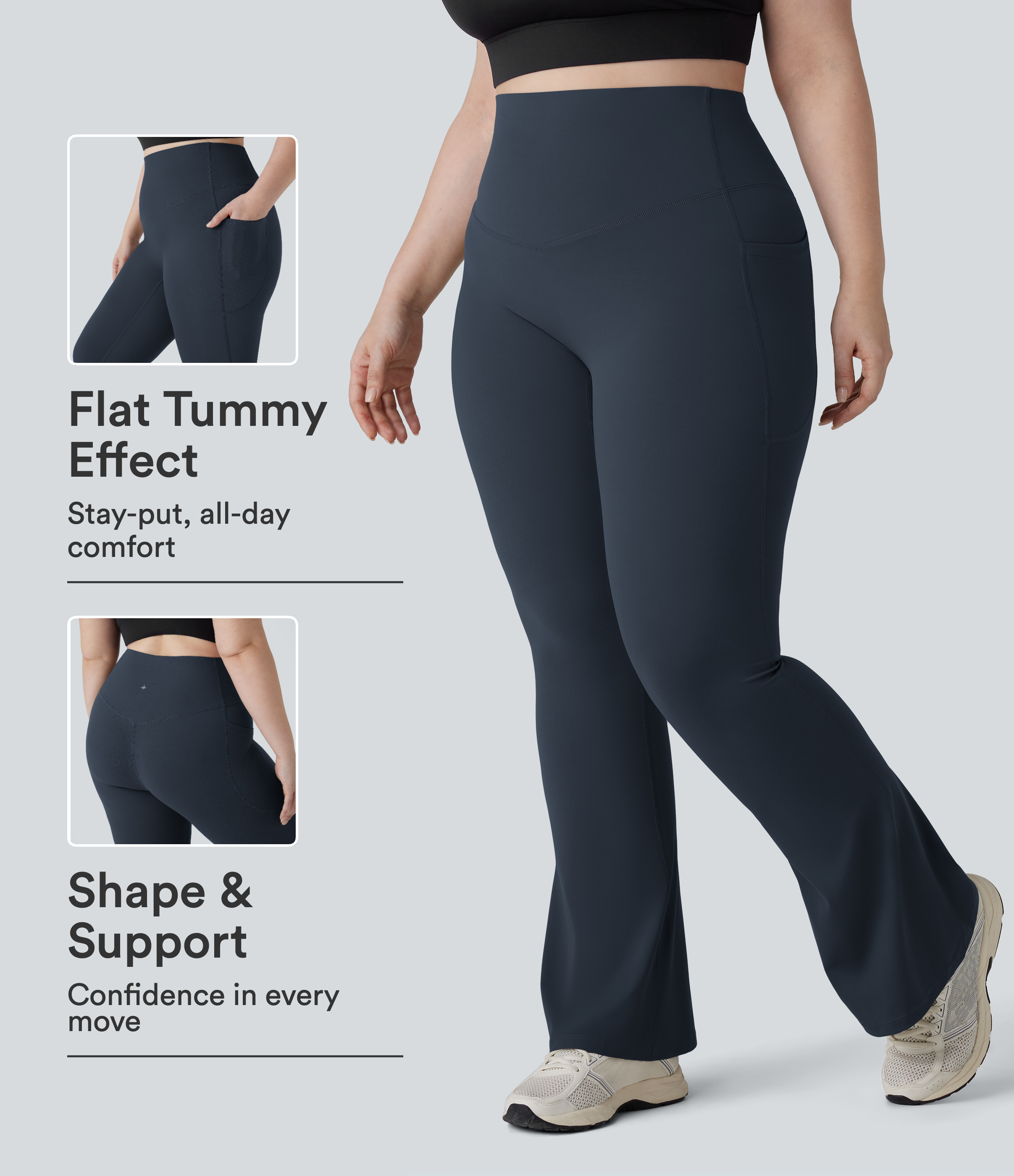 Halara UltraSculpt™ High Waisted Tummy Control Pocket Shaping Yoga Bootcut Plus Size Leggings