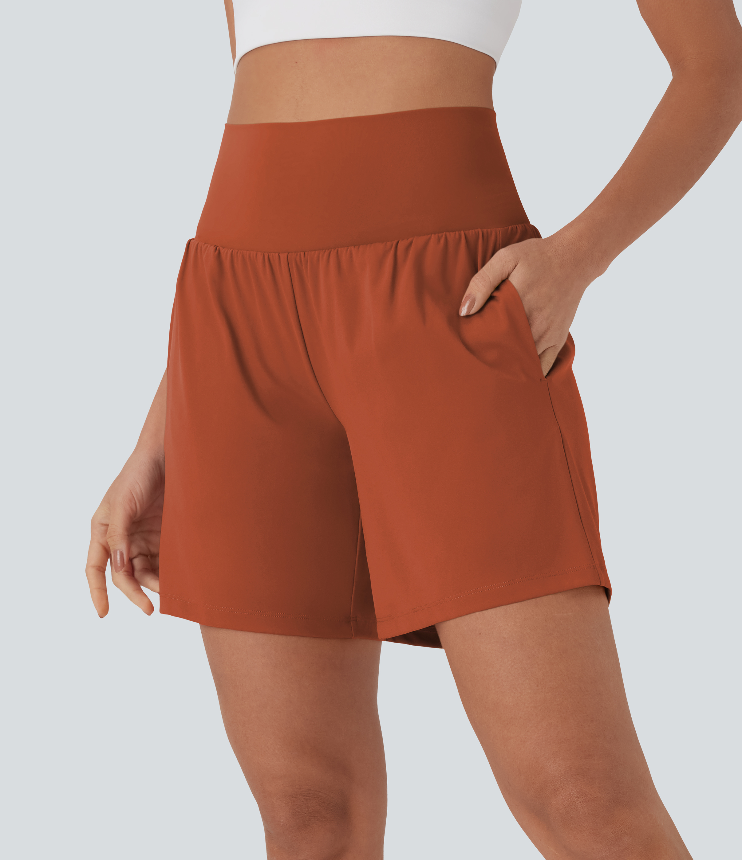 SoftlyZero™ Airy Shorts de yoga 2 en 1 InstantCool de talle súper alto, 7" con bolsillos