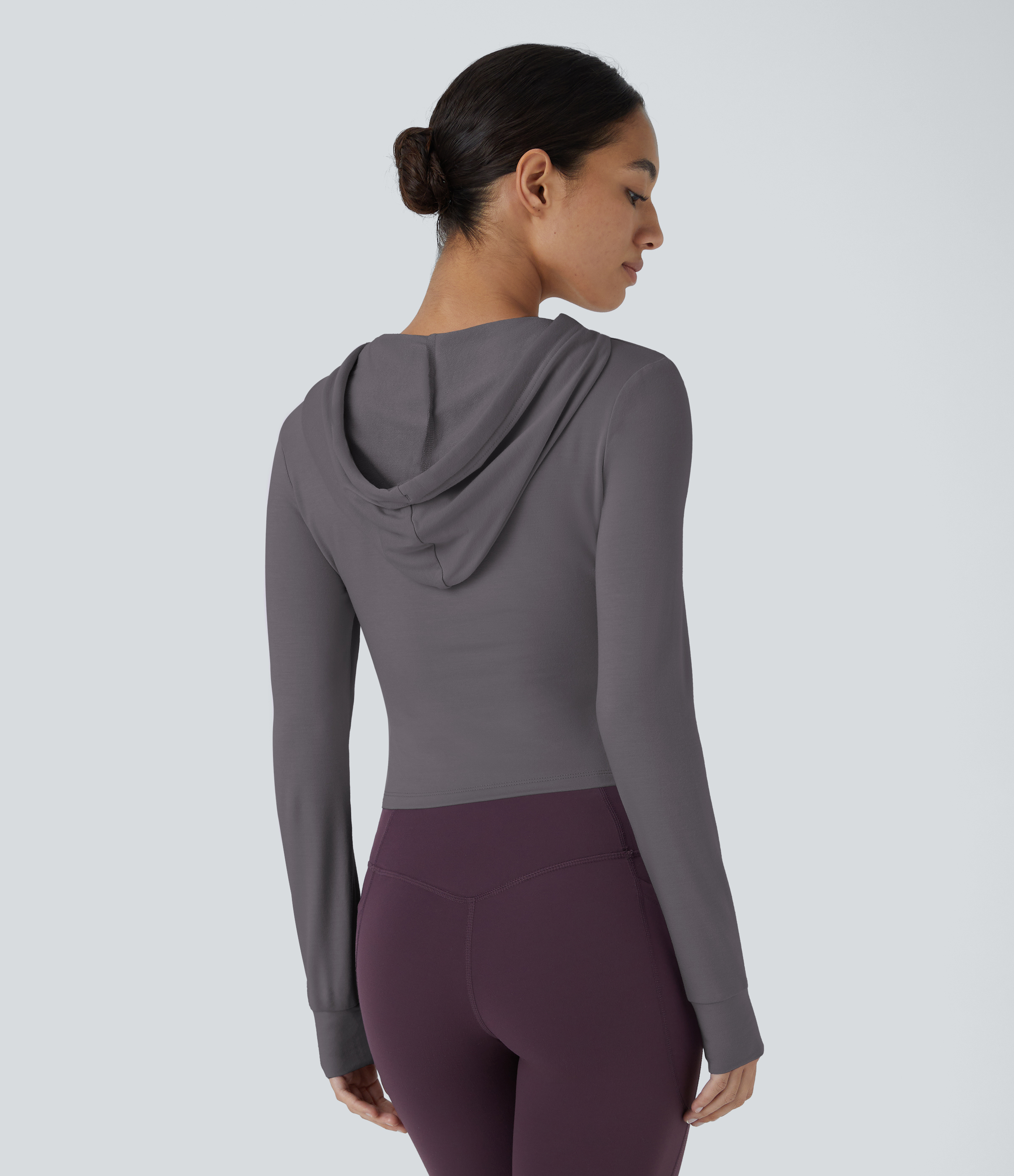 Granite Gray Veste à capuche avec cordons et fentes, coupe décontractée / 2