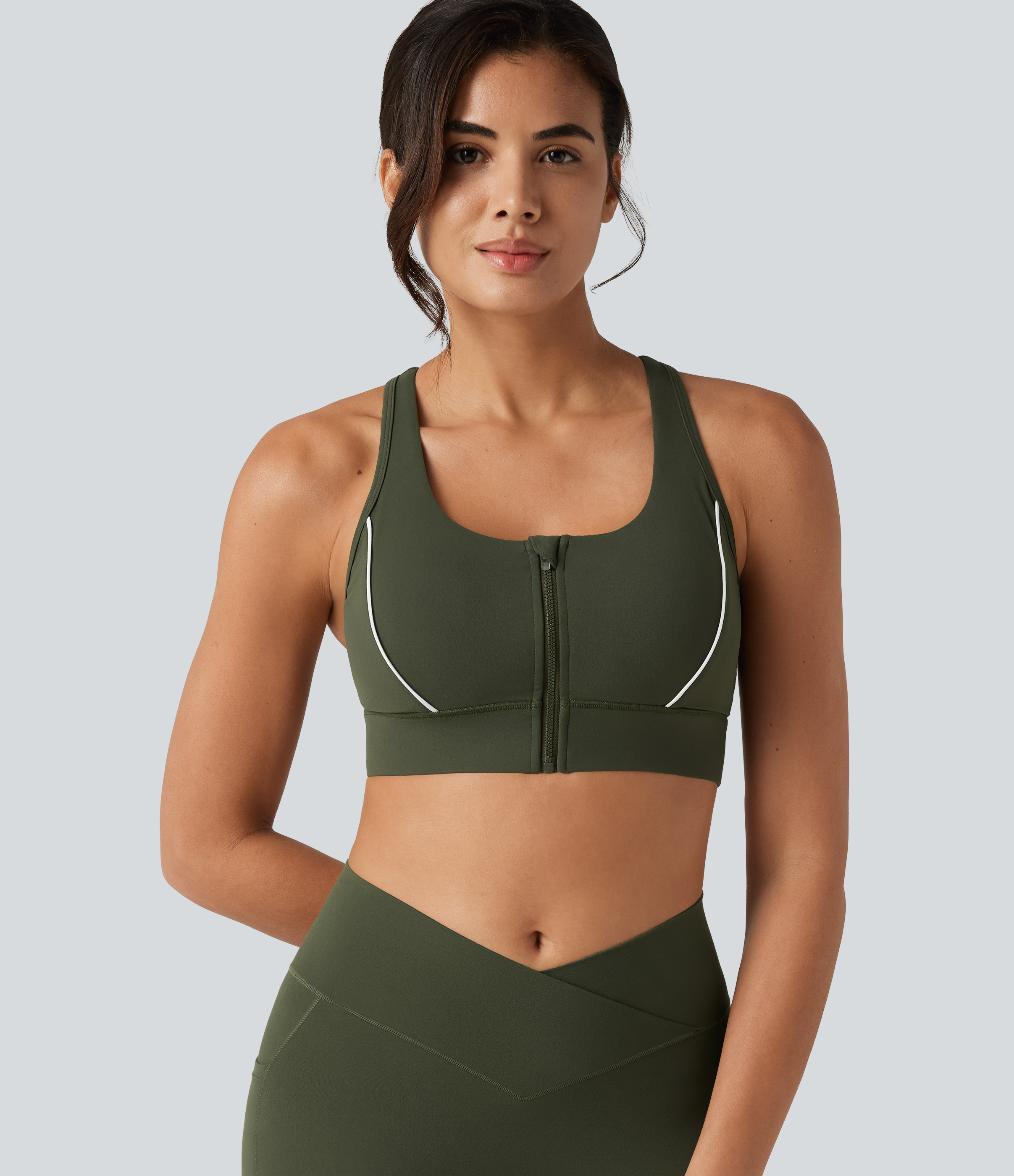 Halara UltraSculpt™ Medium Support Color Block Racerback Built-in Bra Training Sports Bra with Pocket