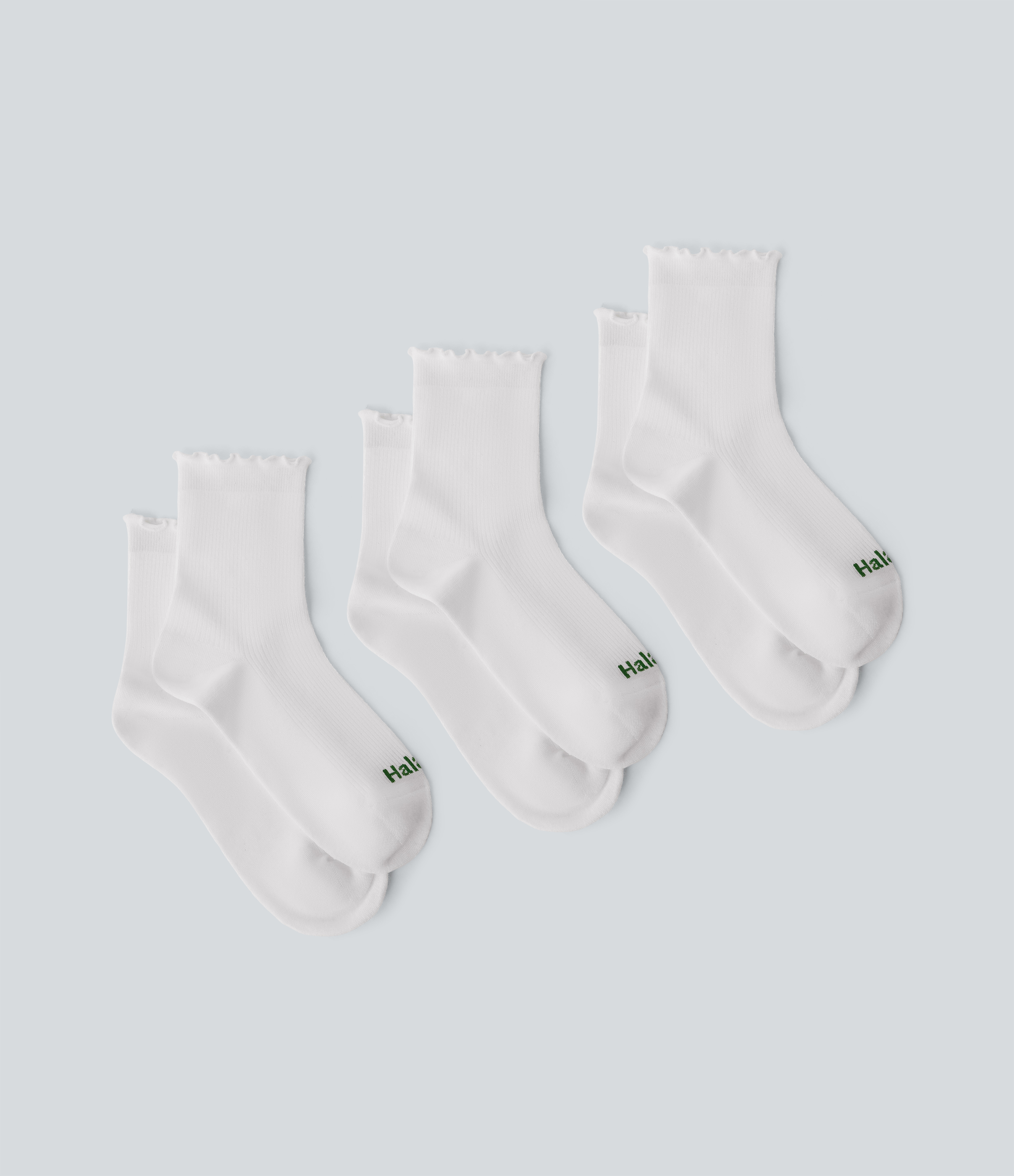 3 Pcs Halara Logo Frill Casual Mid-Calf Socks Set
