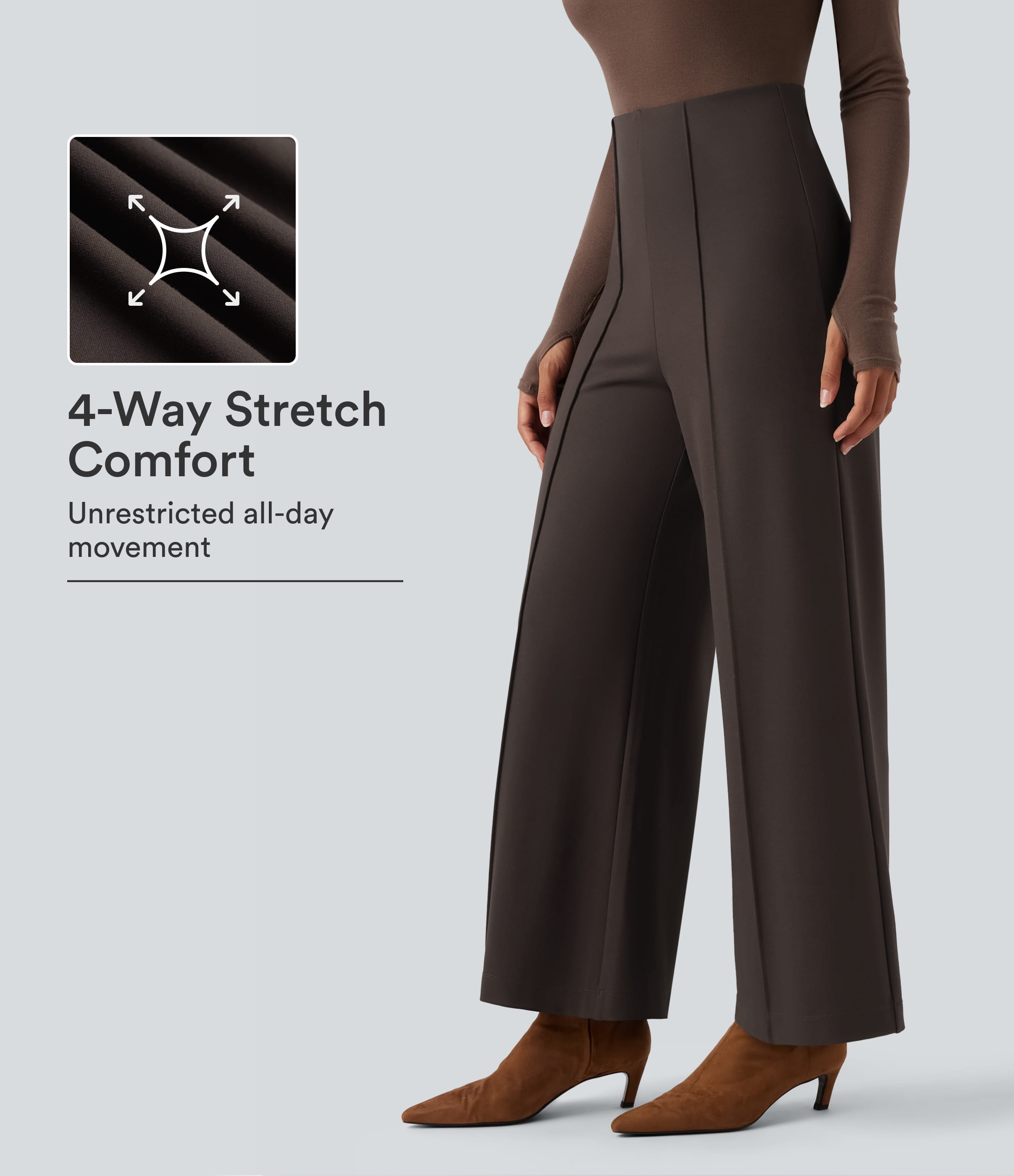 Halara Flex™ Wear-Resistant High Waisted Ponte Roma Work Baggy Flare Pants