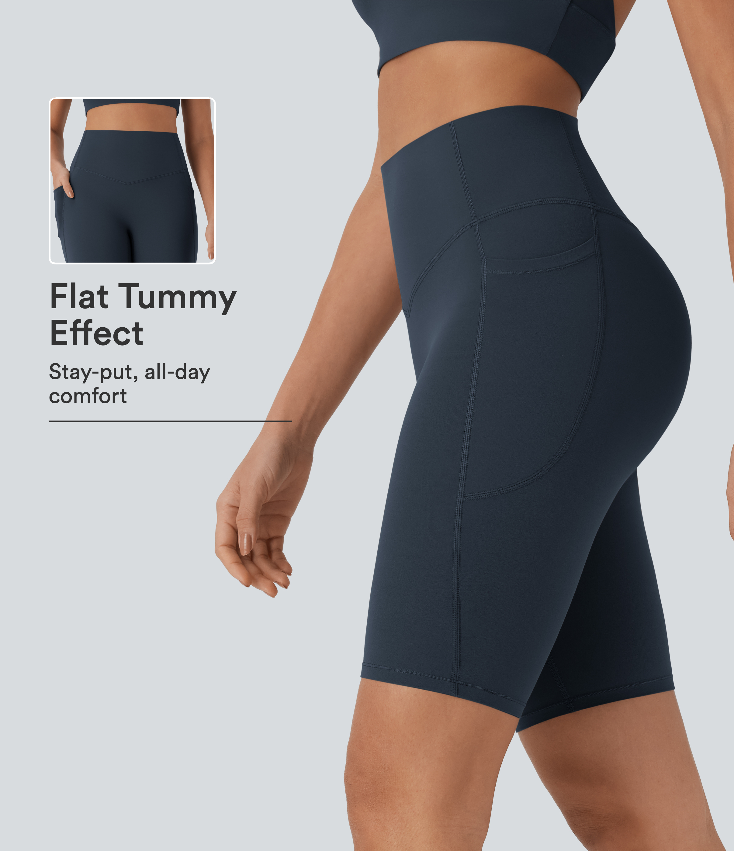 Halara UltraSculpt™ High Waisted Tummy Control Pocket Shaping Training Biker Shorts 9''