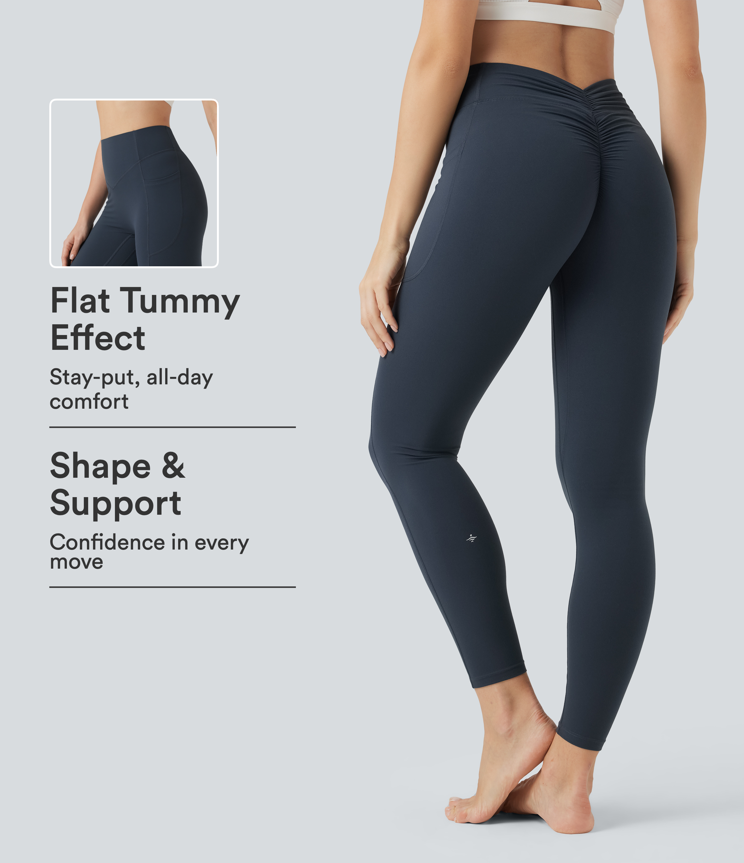 Halara UltraSculpt™ - Formende Yoga-Leggigns mit hohem Bund, Seitentaschen, Booty-Scrunch und Bauchkontrolle