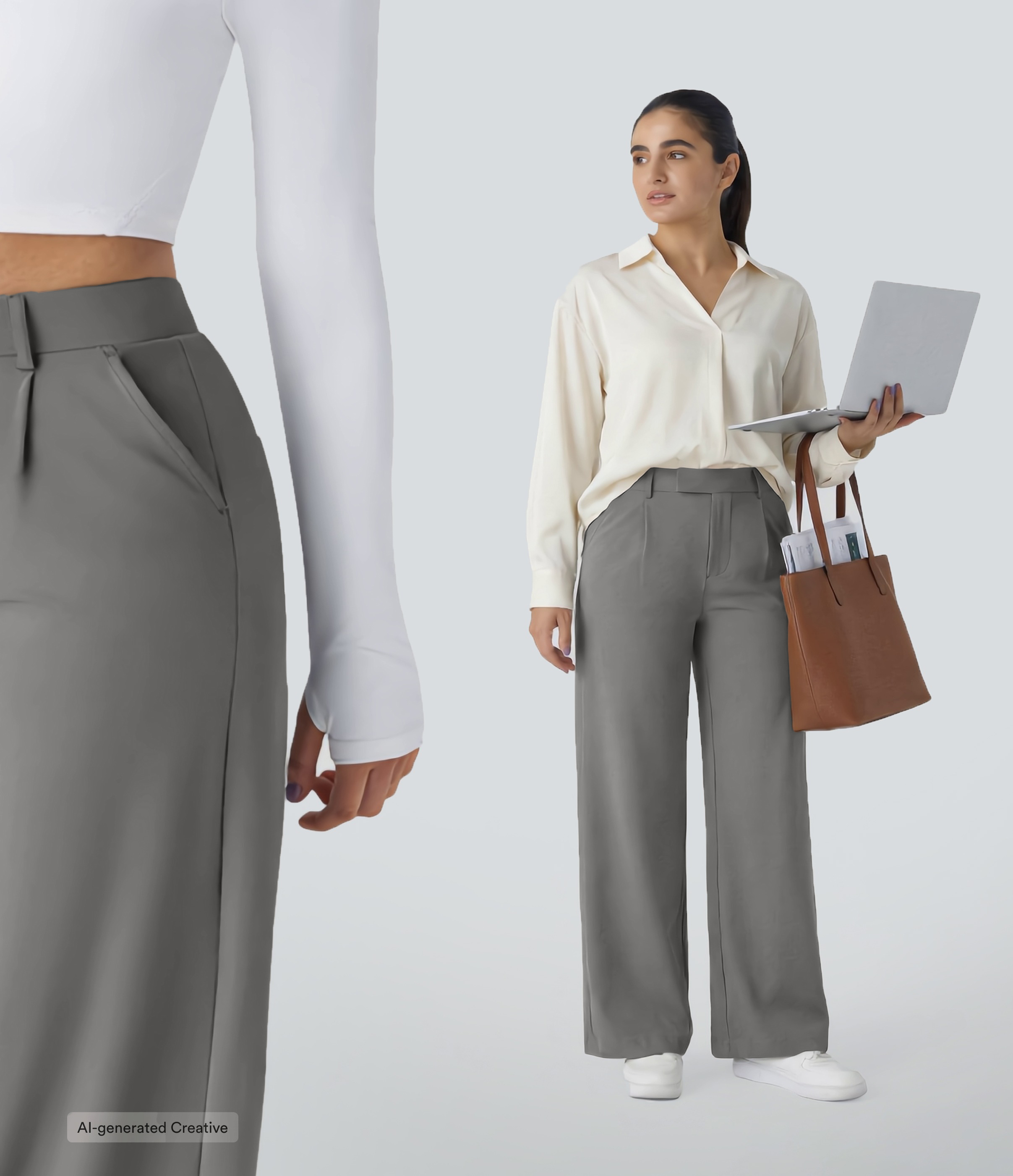 Silent Storm Pantalon de travail Halara Flex™ DayStretch à taille haute, avec poches et coupe droite / 2