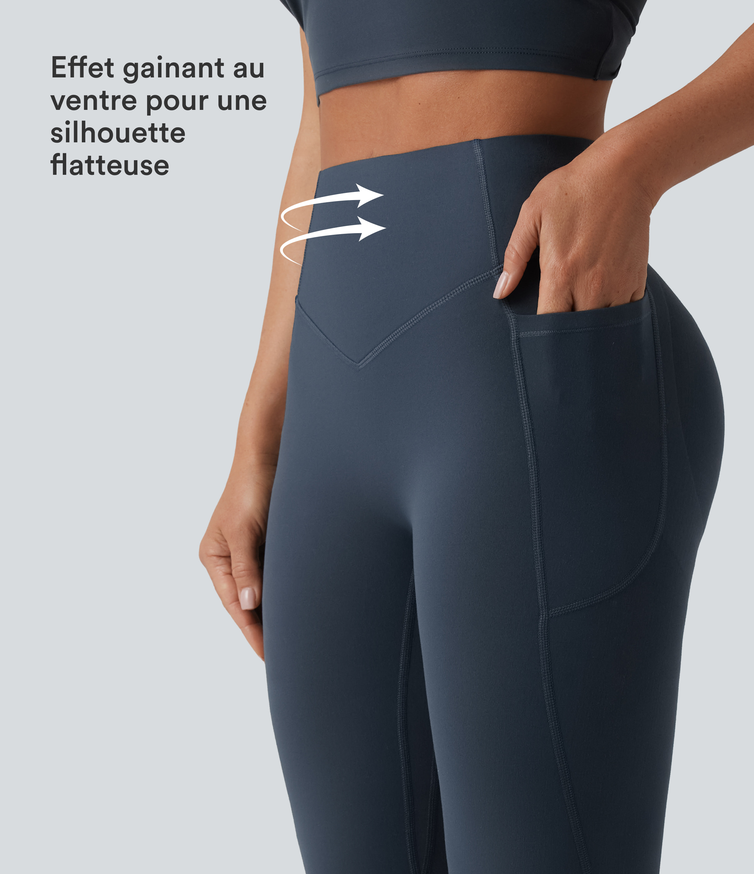 Carbon Halara UltraSculpt™ Legging yoga évasé gainant push-up taille haute à fronces avec poches / 2