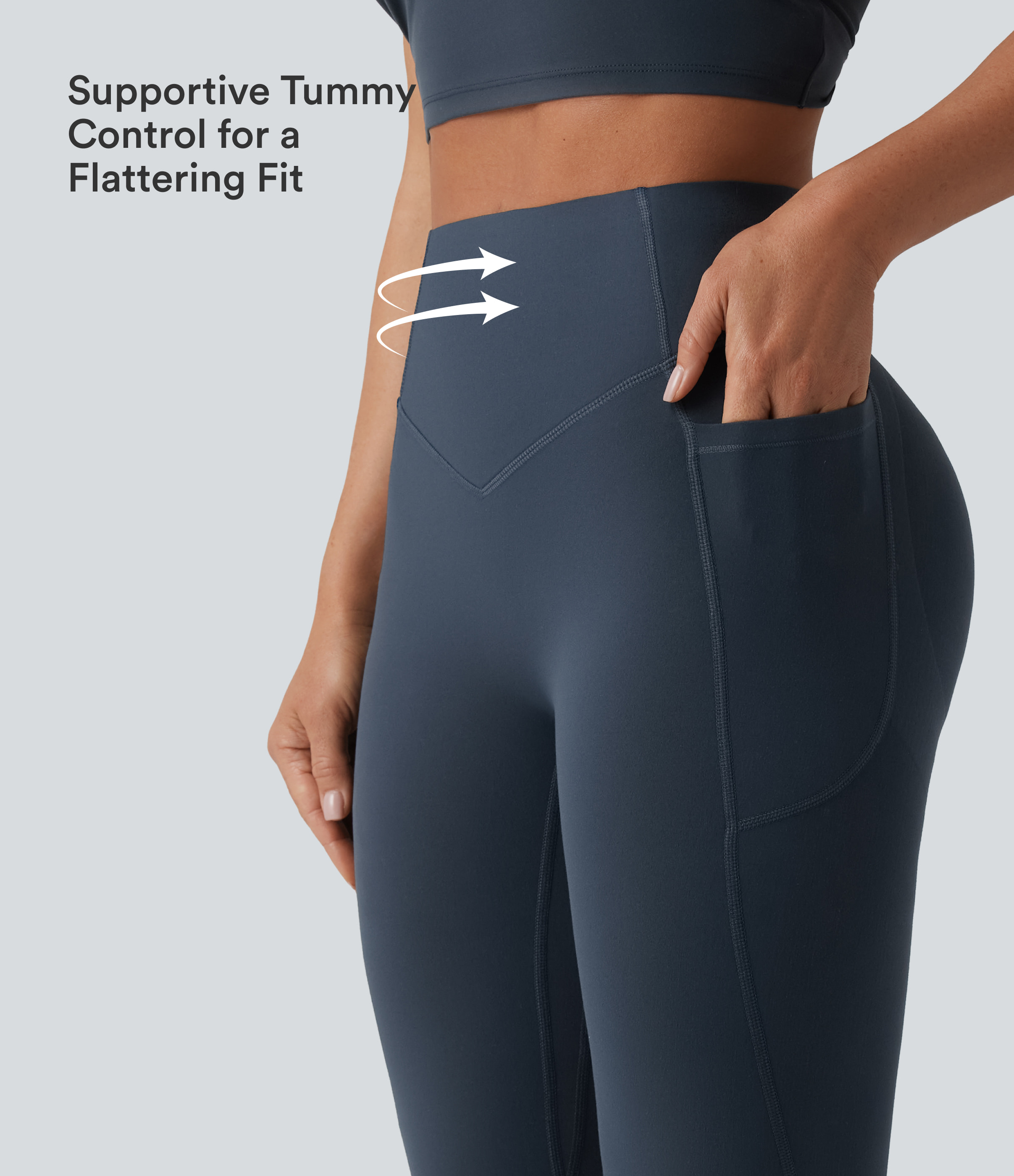 Carbon Halara UltraSculpt™ High-Waist Yoga-Flare-Leggings mit gerafftem Po-Lift, Bauchkontrolle, formender Passform und Taschen / 2