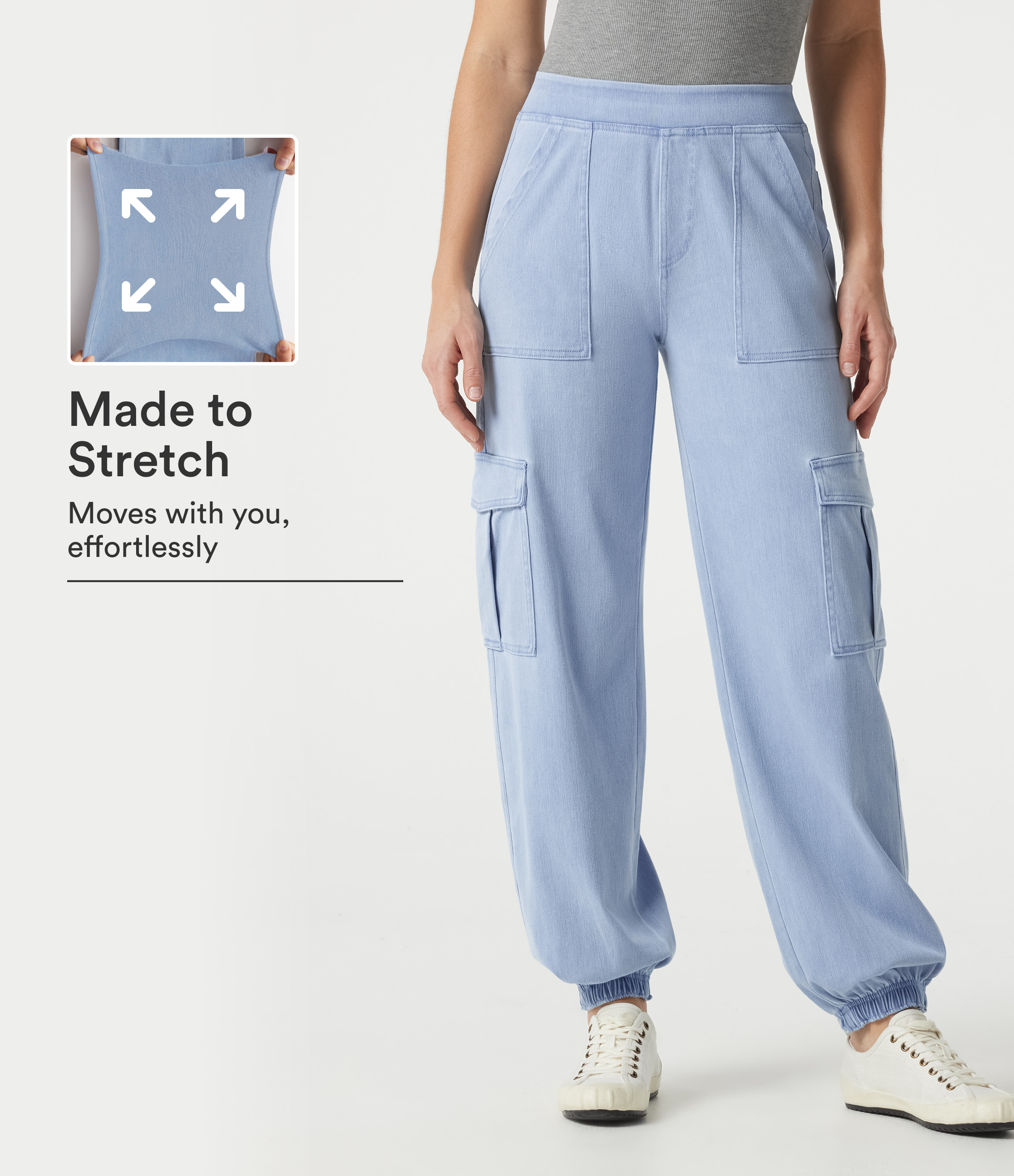 Halara Flex™ Denim Mid Rise Casual Cargo Joggers with Pockets