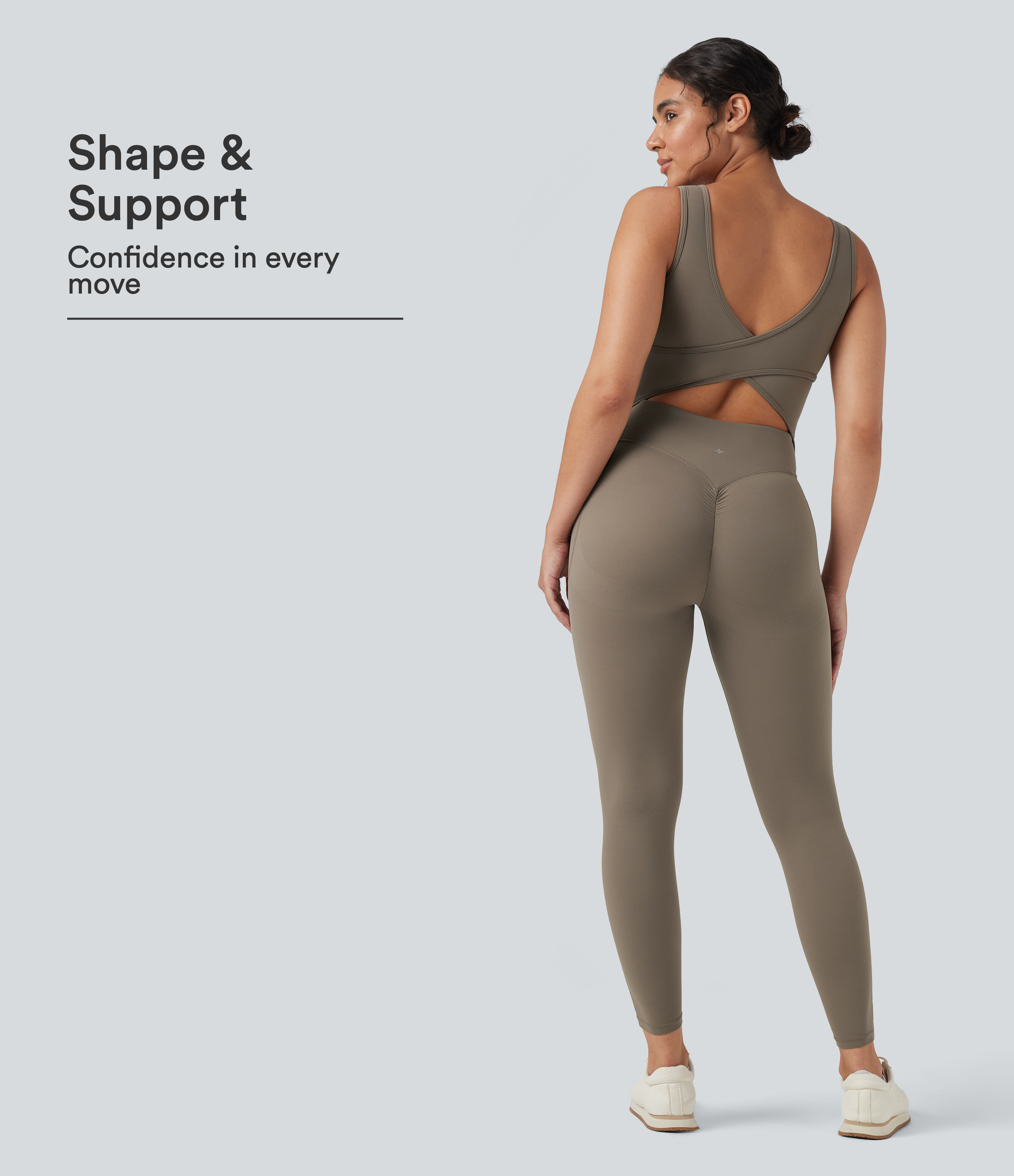 Halara UltraSculpt™ V Neck Tummy Control Butt Lifting Workout Jumpsuit with Pockets