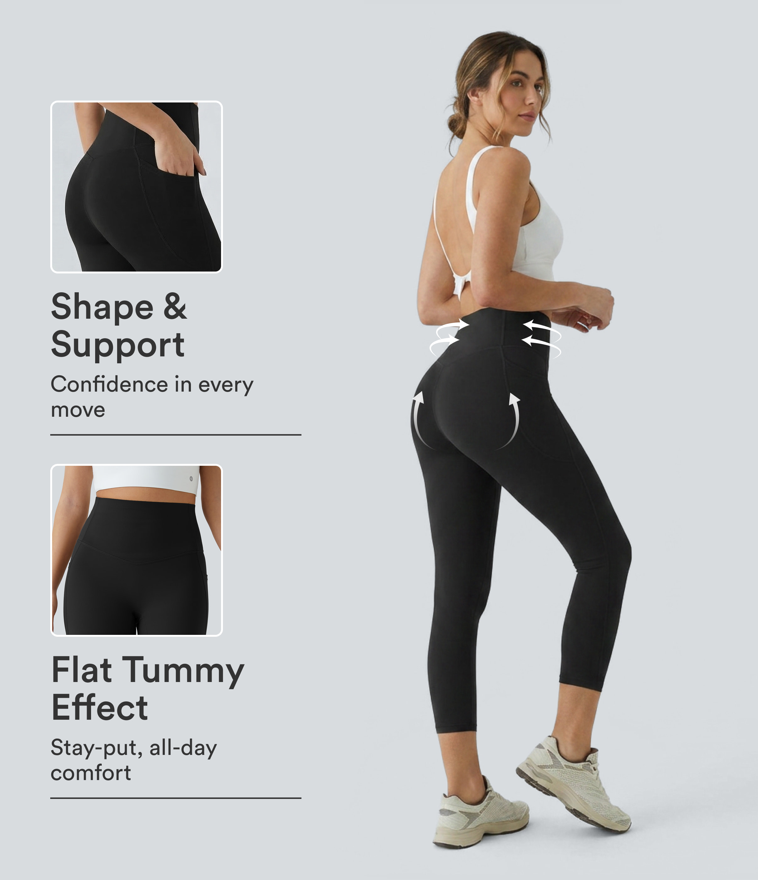 Halara UltraSculpt™ High Waisted Tummy Control Pocket Shaping Training Capri Leggings