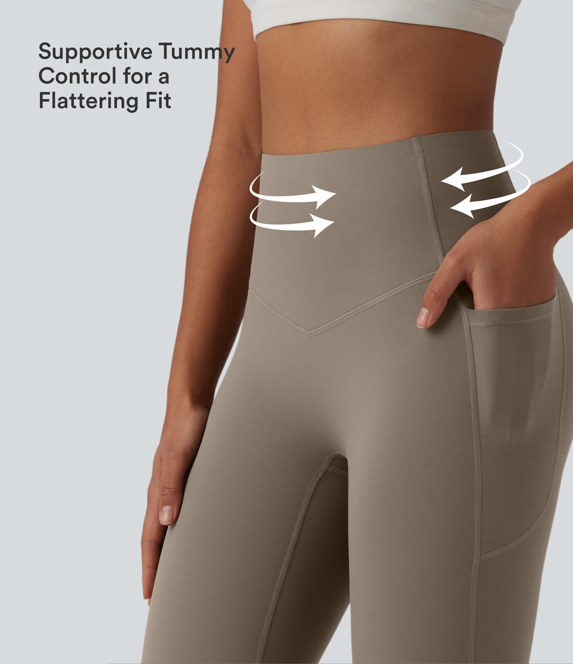 Dawn Brown Halara UltraSculpt™ High Waisted Tummy Control Flare Yoga Leggings with Pockets / 2