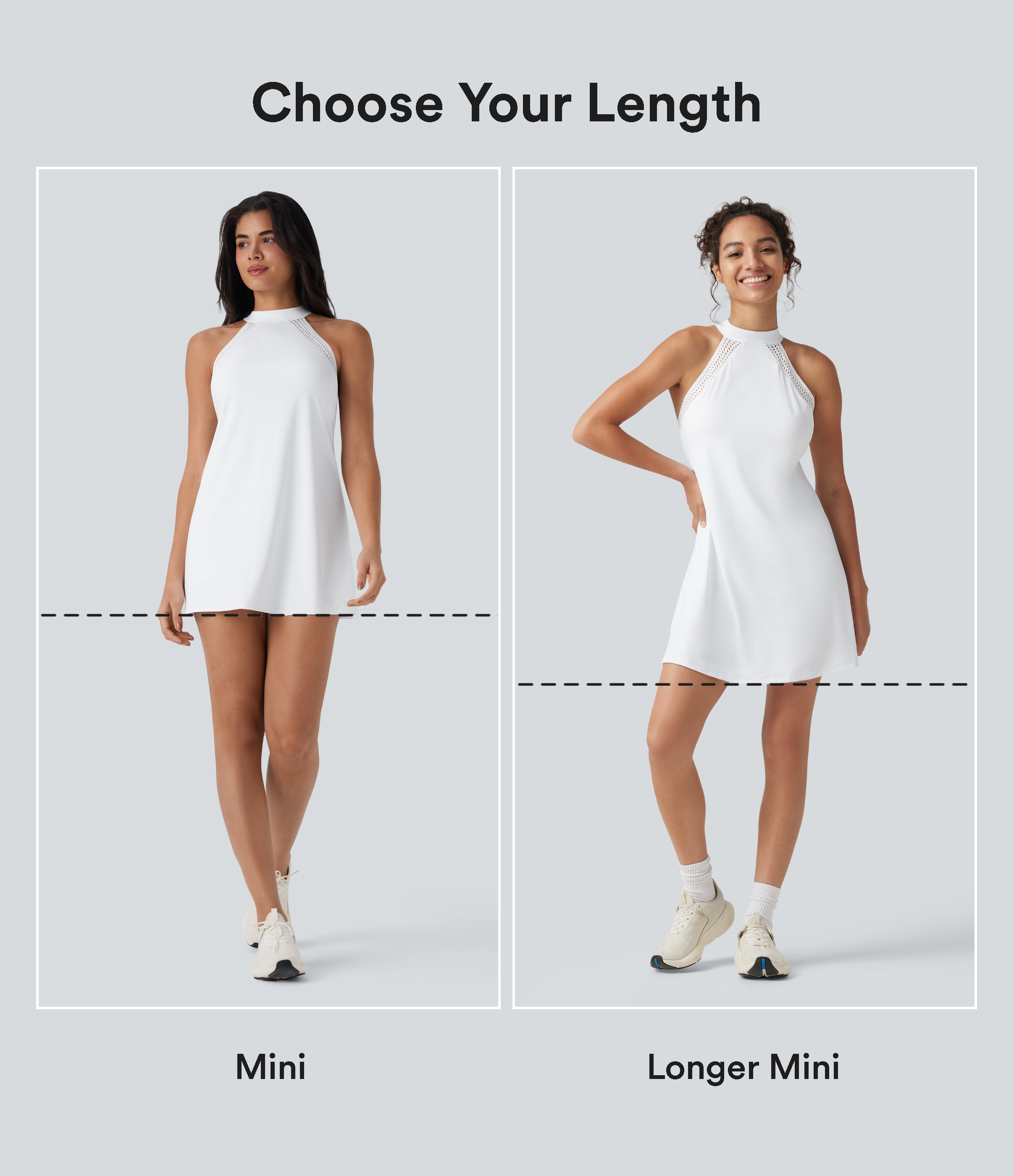 White SoftlyZero™ Airy Tie Back Built-in Bra 2-in-1 InstantCool Mini Yoga Active Dress with Pocket-Longer Length / 2
