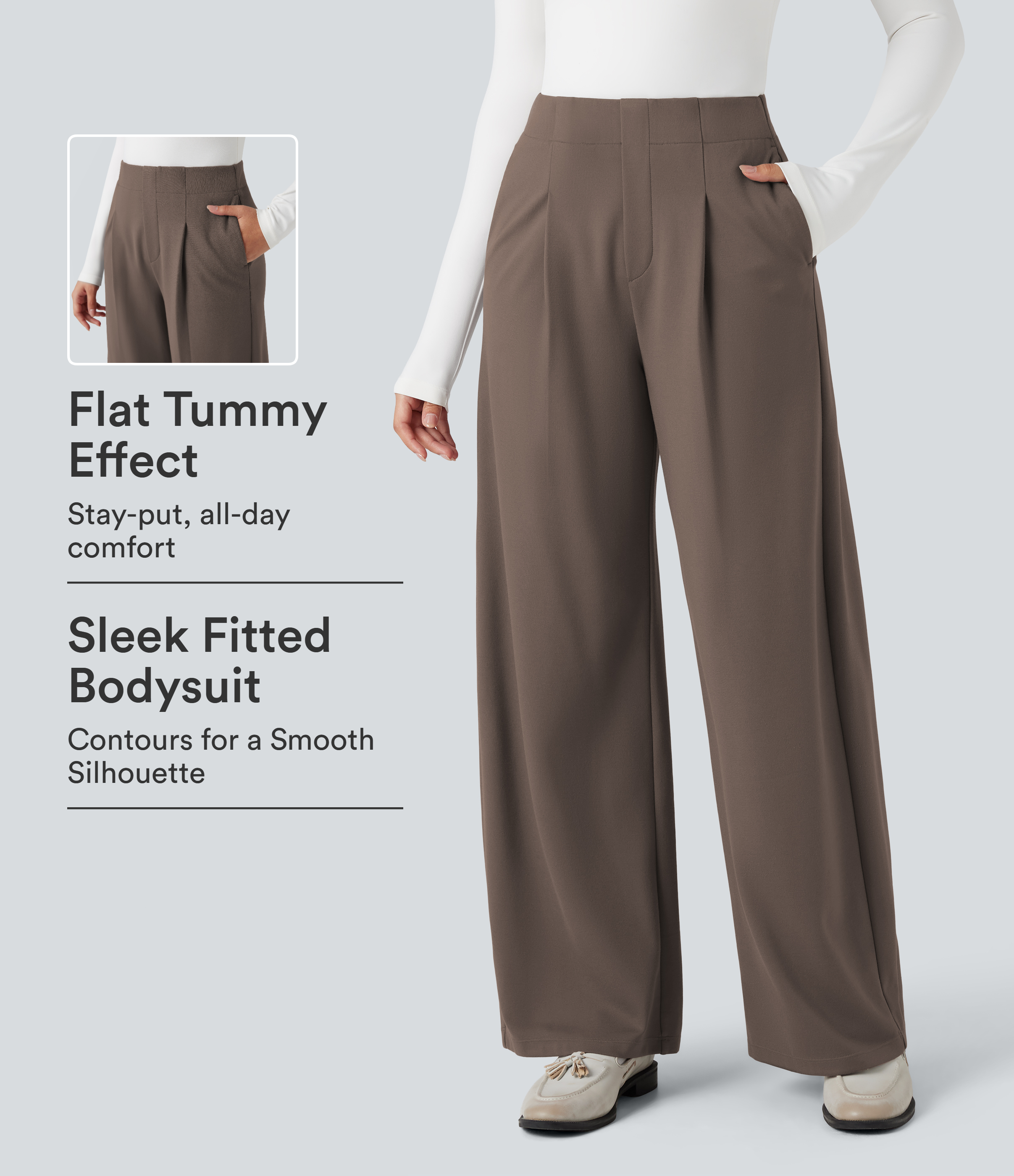 Halara Flex™ High-waisted Tummy Control Built-in Underwear Work Barrel Leg Trousers with Pockets