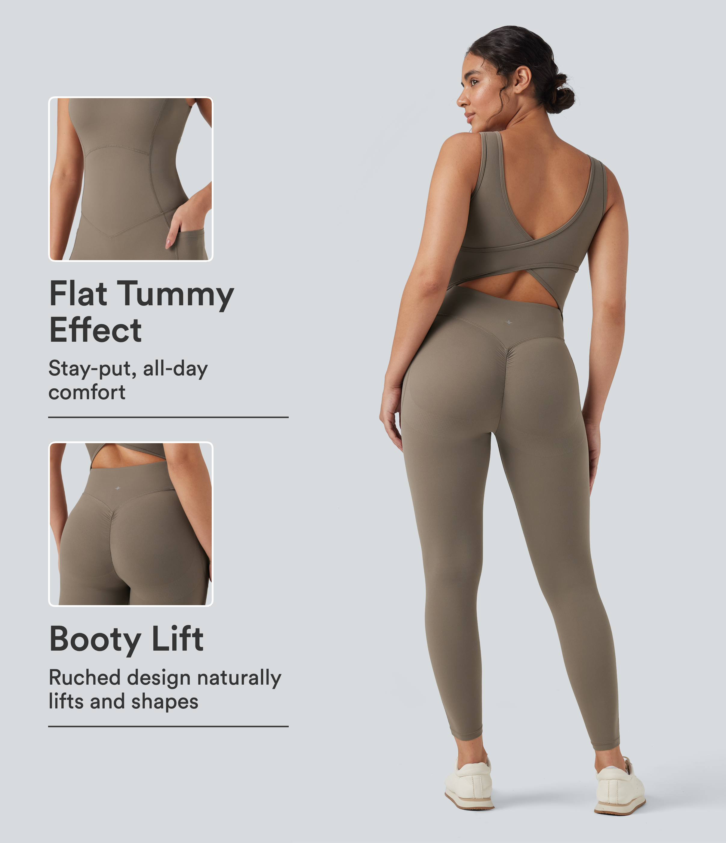 Halara UltraSculpt™ V Neck Tummy Control Butt Lifting Workout Jumpsuit with Pockets