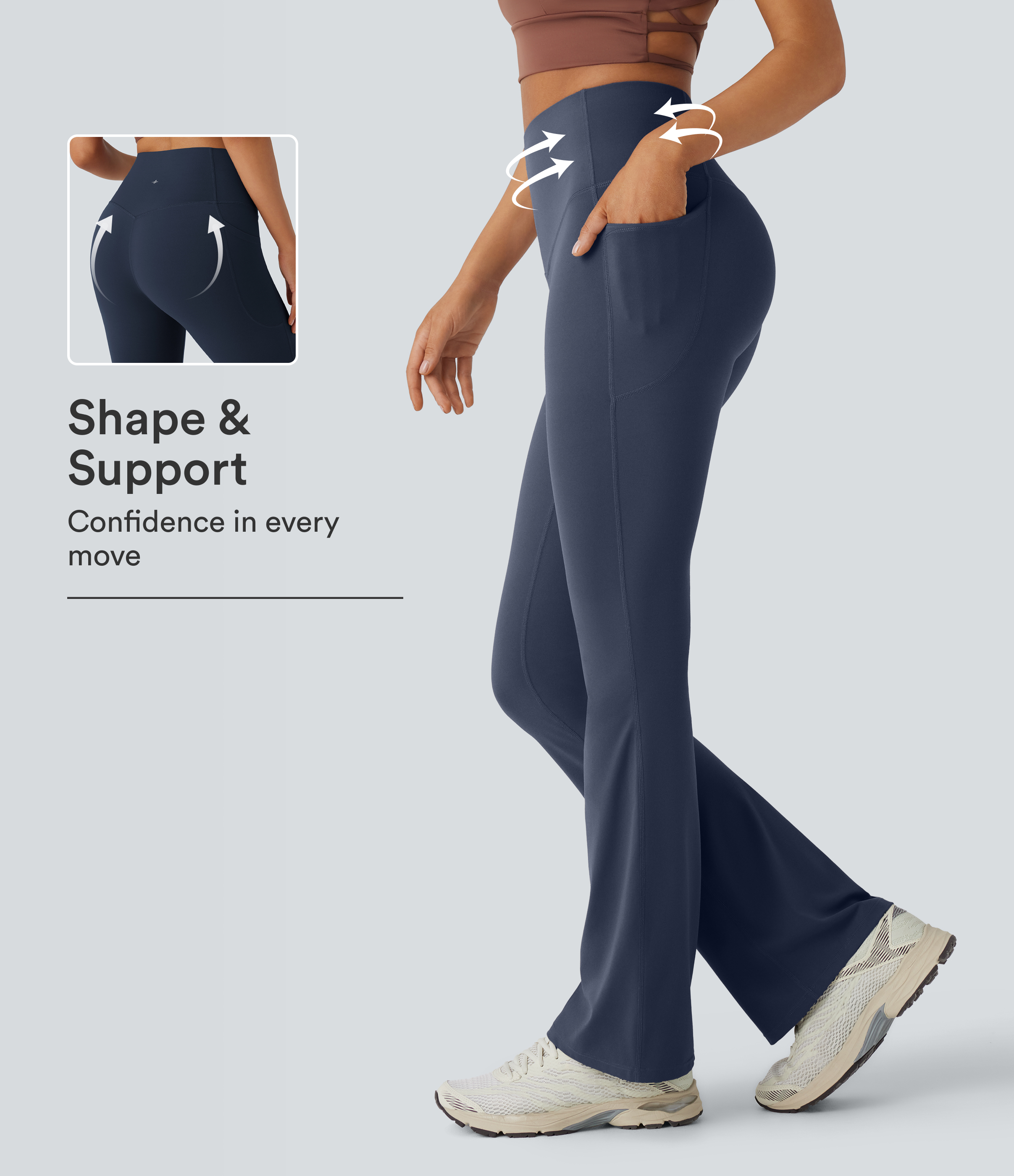 Halara UltraSculpt™ High Waisted Tummy Control Pocket Shaping Yoga Bootcut Leggings