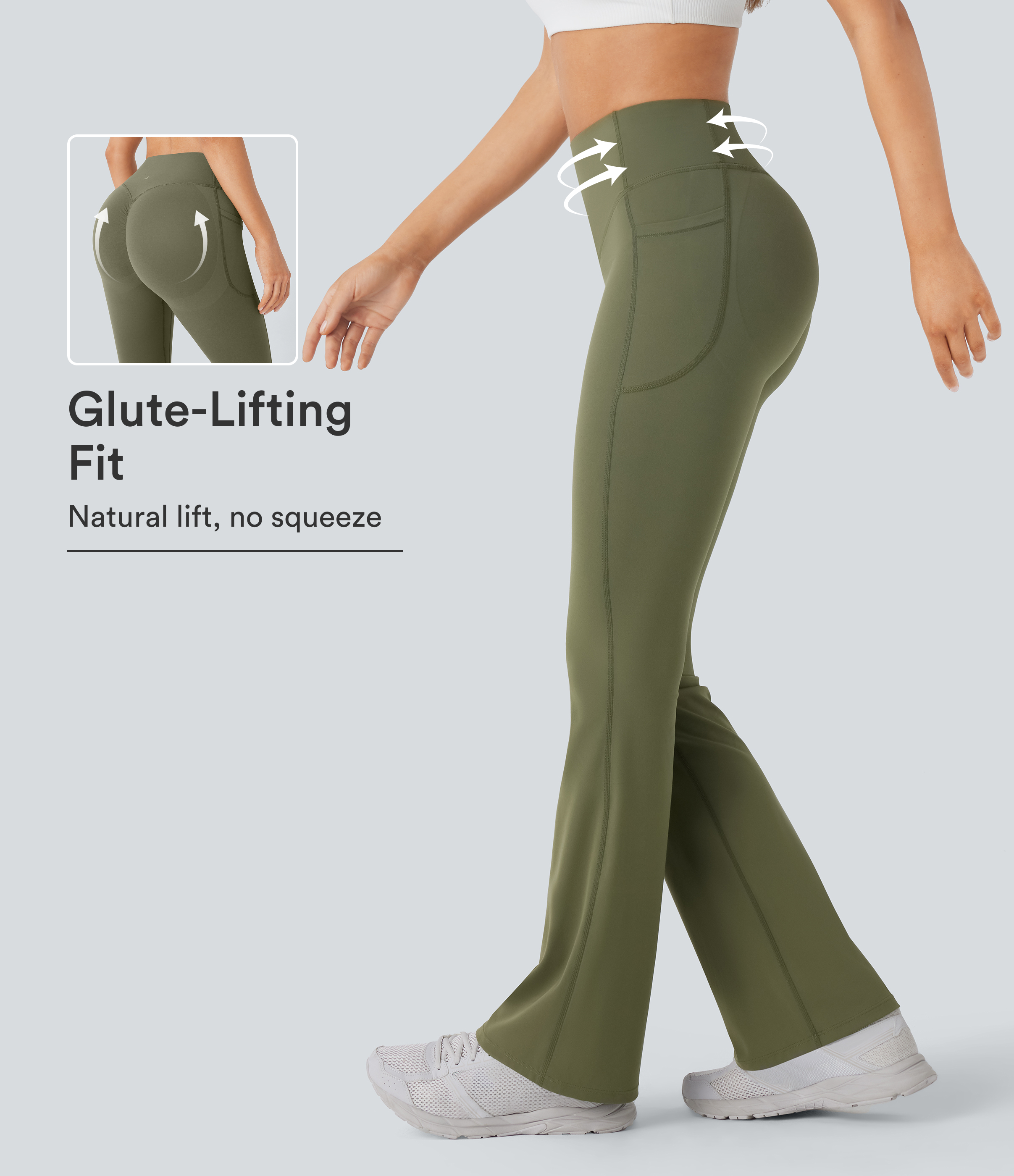 Halara UltraSculpt™ High Waisted Scrunch Butt Lifting Tummy Control Pocket Shaping Yoga Bootcut Leggings