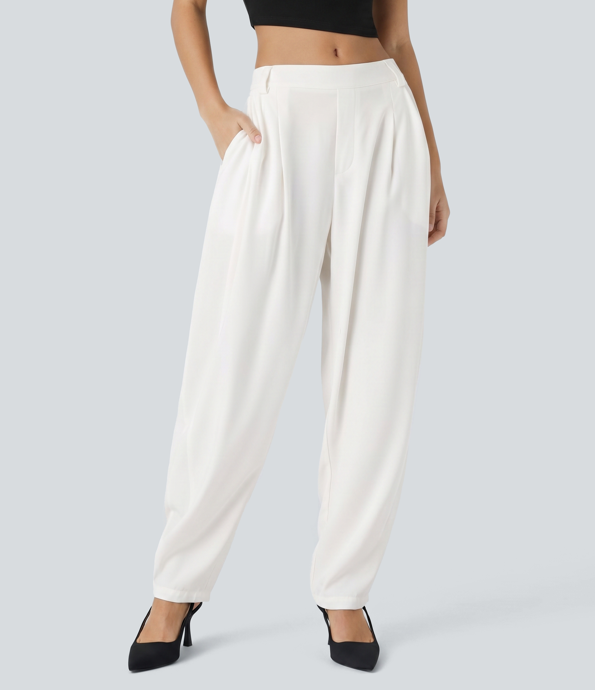 Mid Rise Pocket Barrel Leg Baggy Work Pants