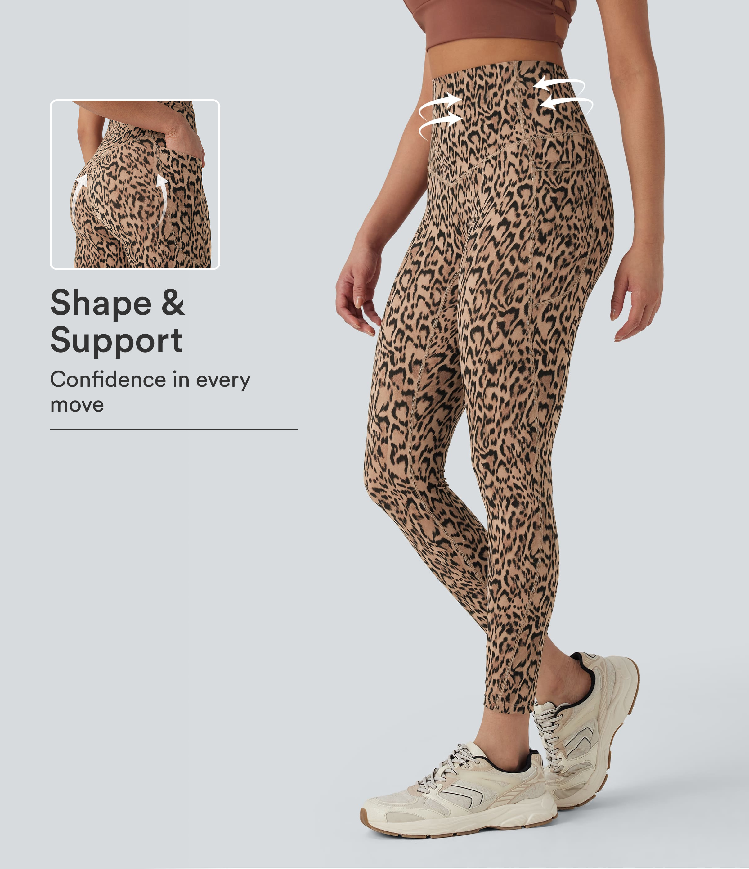 Halara UltraSculpt™ Leopard Print High Waisted Tummy Control Yoga Leggings with Pockets