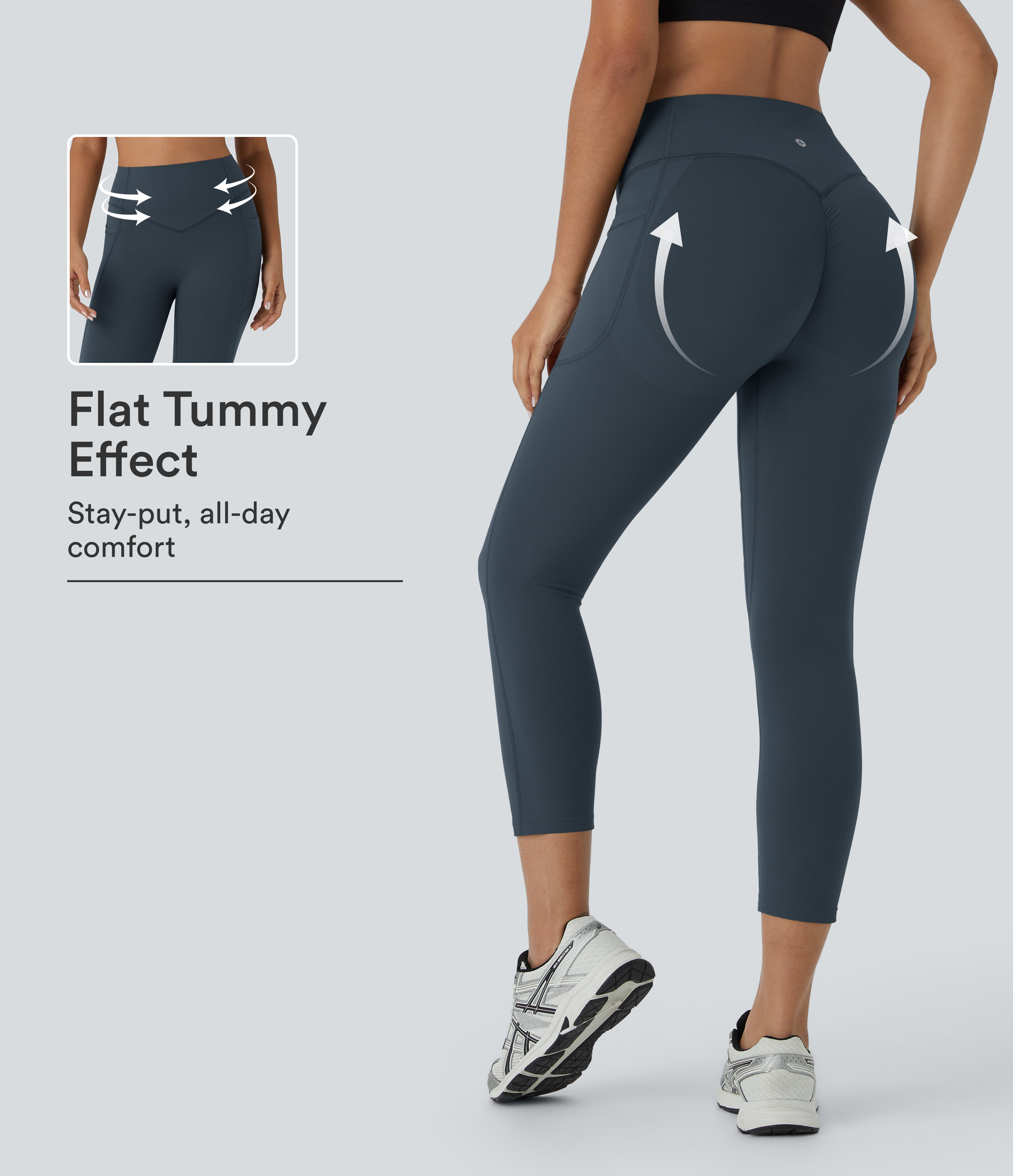 Halara UltraSculpt™ High Waisted Scrunch Butt Lifting Tummy Control Pocket Shaping Capri Training Leggings