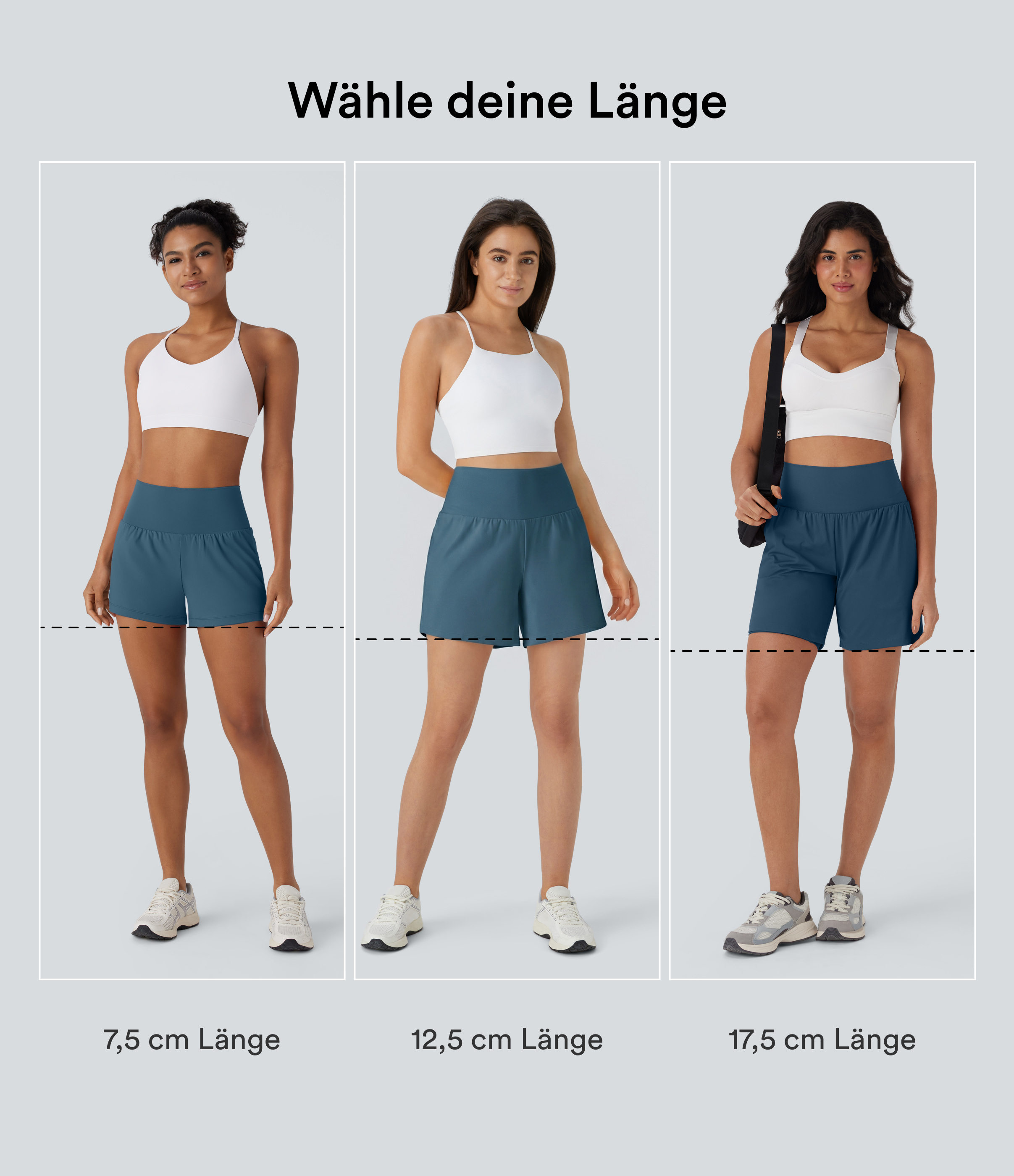 Majolica Blue SoftlyZero™ Airy - Super hoch taillierte 2-in-1-Yoga-Shorts mit Gesäßtasche und Seitentasche-längere Länge / 2