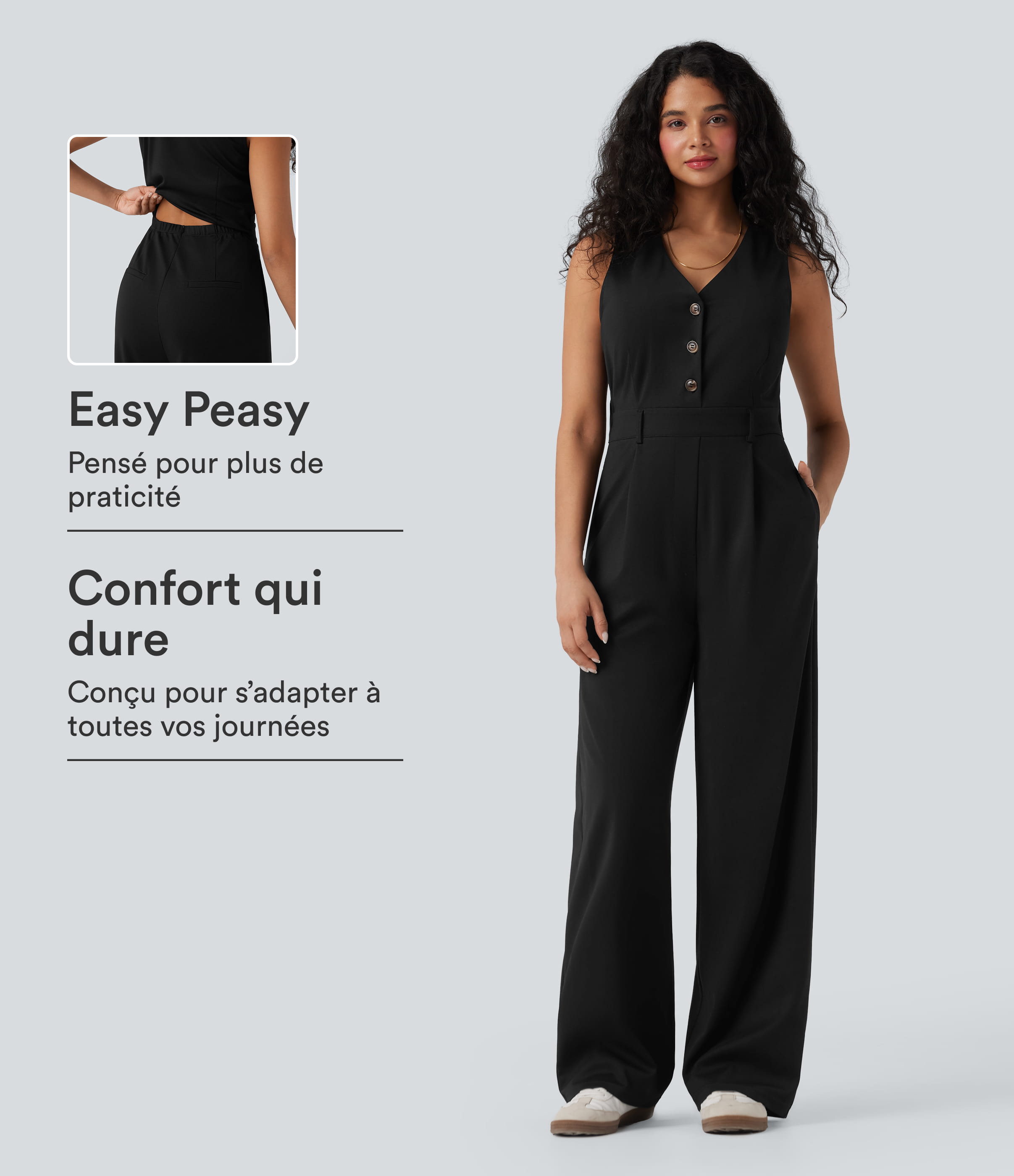 Combinaison gilet col V sans manches avec poches - Easy Peasy