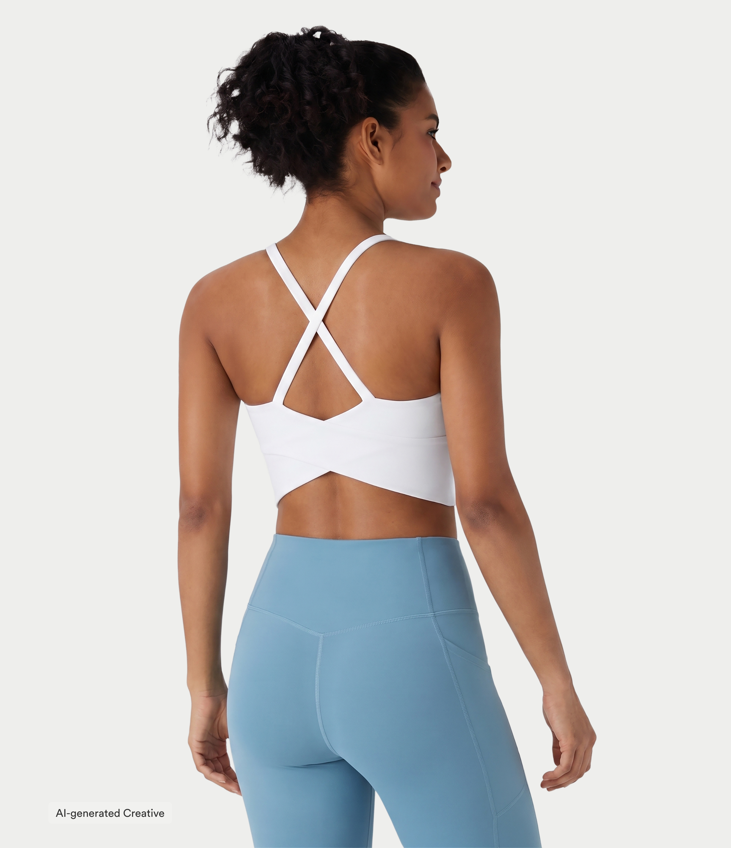 Scoop Neck Built-in Bra Crossover Hem Cropped Yoga Cami Top