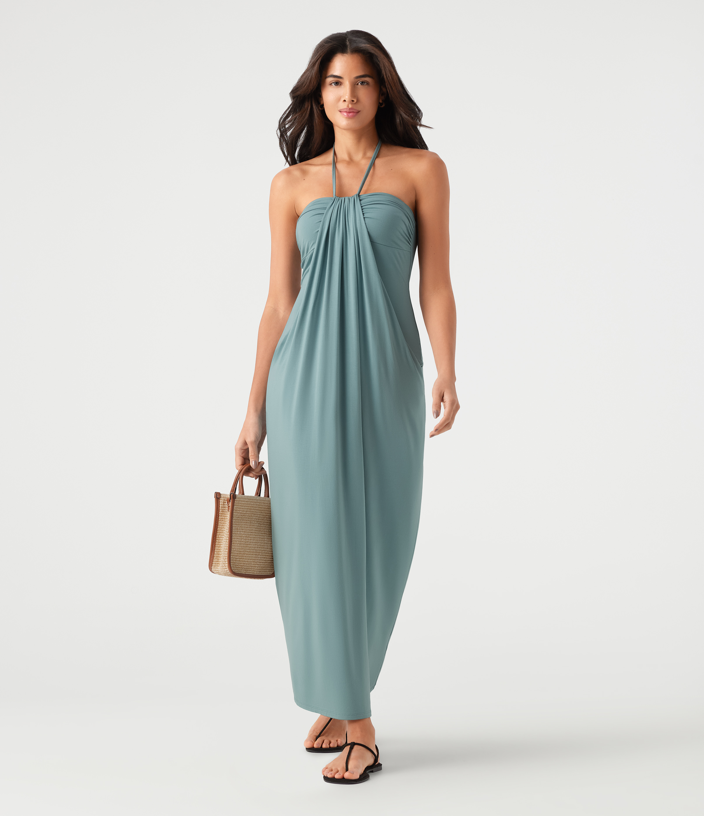 Halter Tie Back Maxi Dress with Pockets
