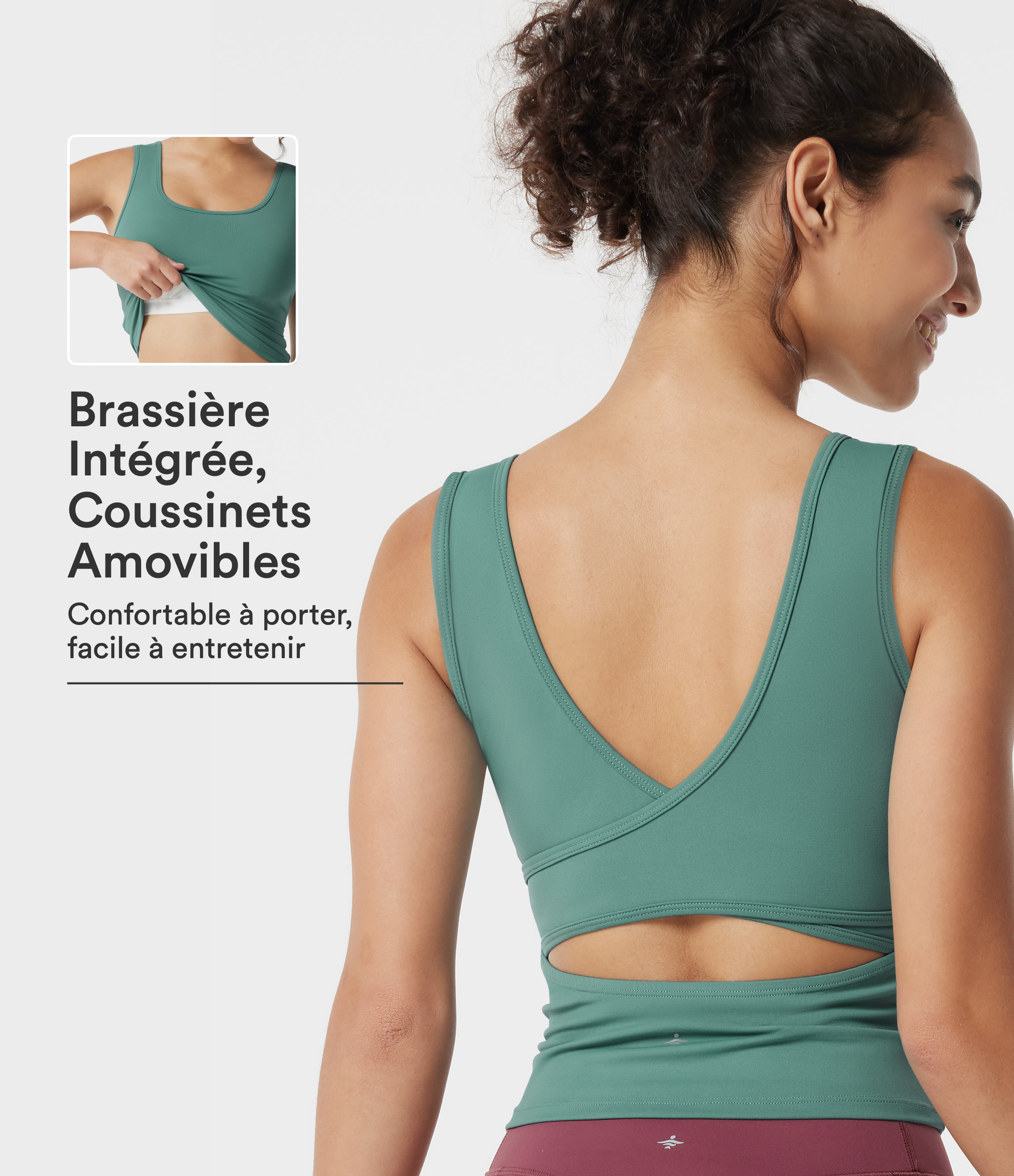 Débardeur à encolure en U avec coussinets amovibles