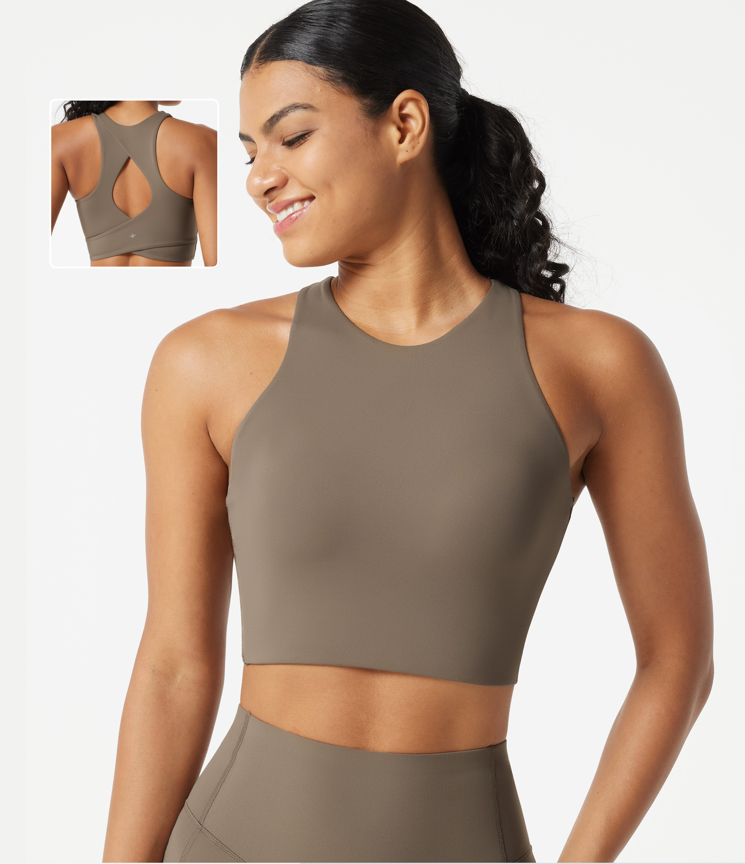 Low Support Round Neck Built-in Bra Cut Out Running Sports Bra