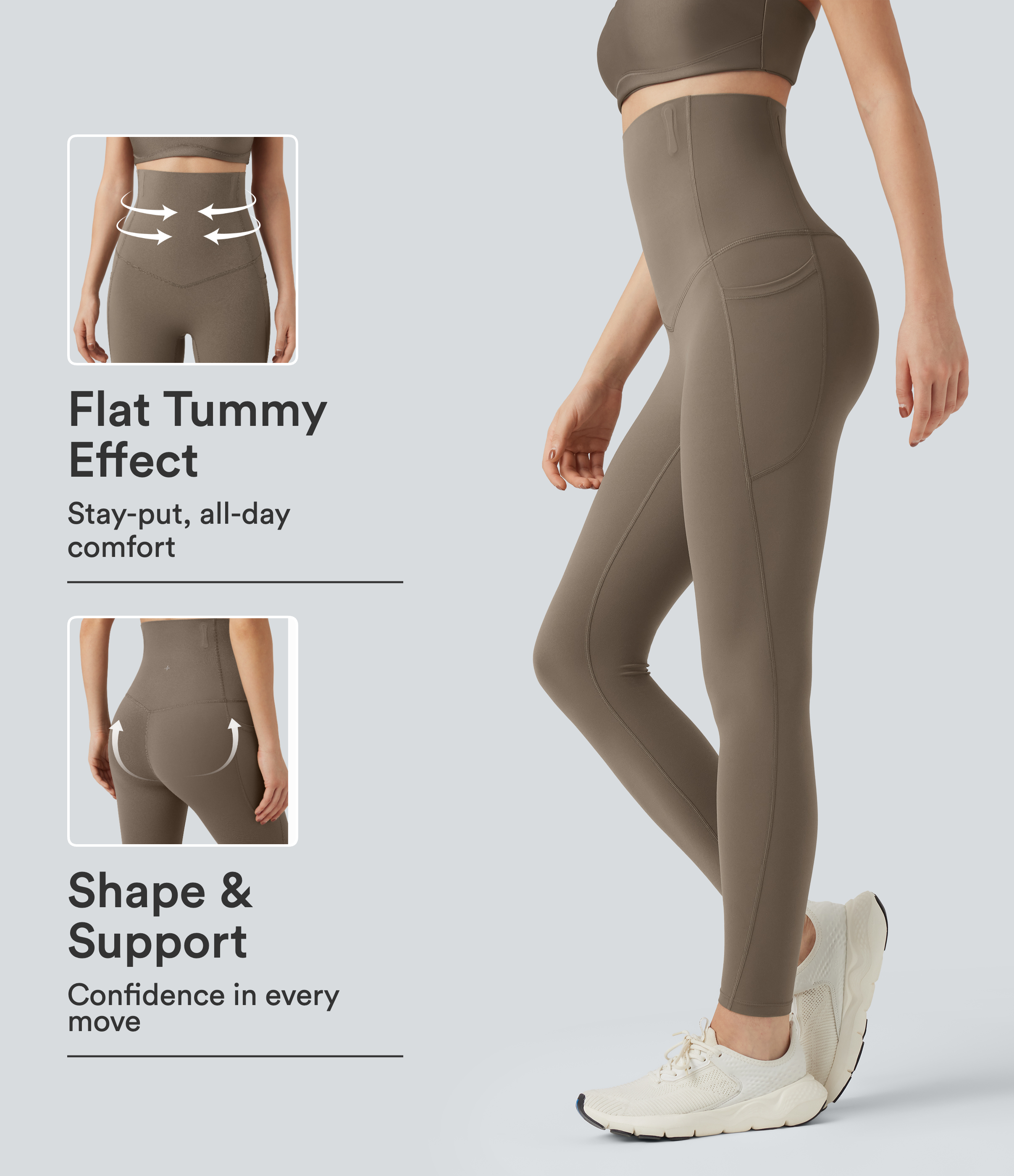 Halara UltraSculpt™ SoCinched leggings de entrenamiento de talle súper alto con diseño en espiga que moldea el abdomen y con bolsillos.
