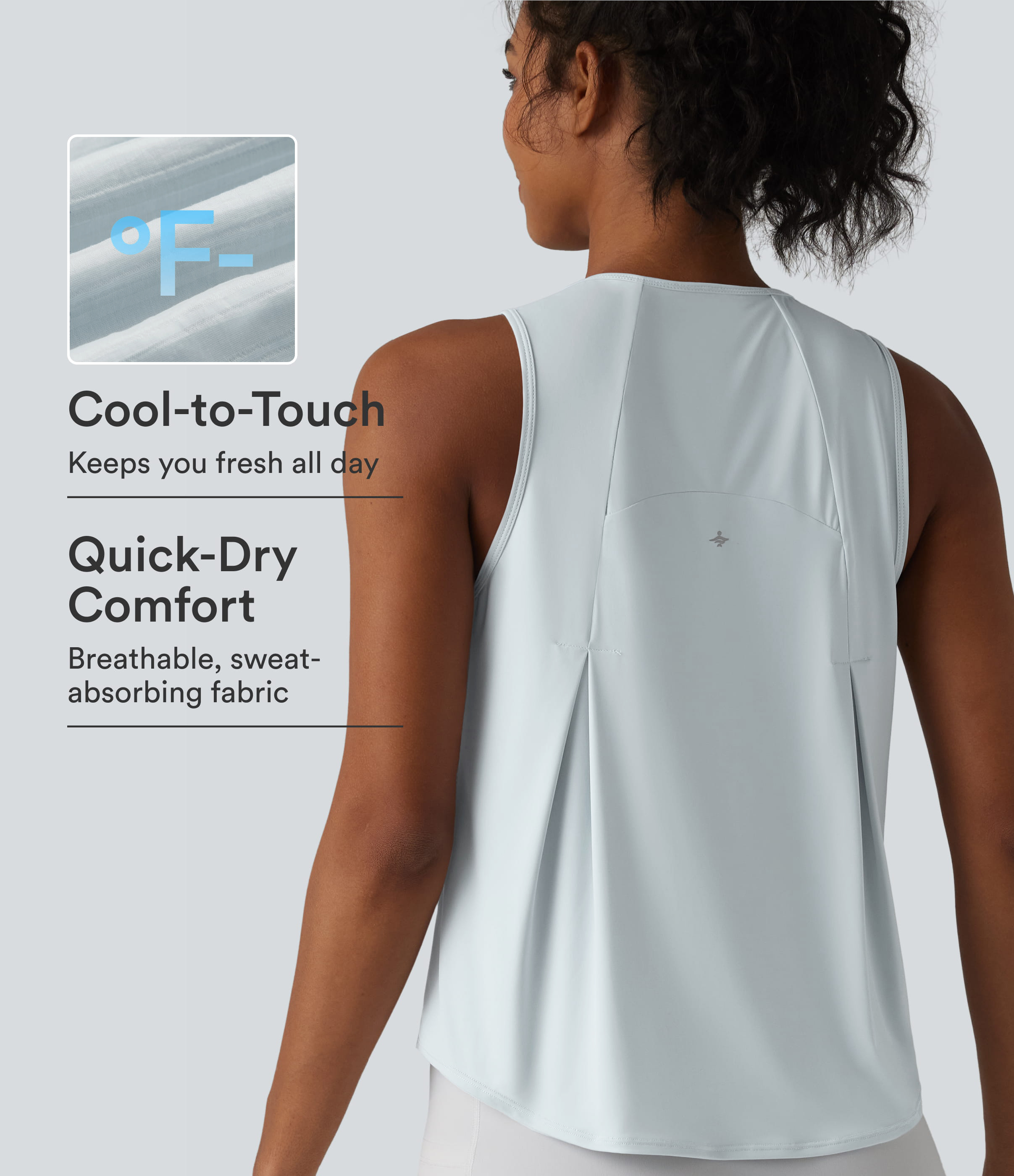 Round Neck Curved Hem InstantCool Quick Dry Running Tank Top-UPF50+