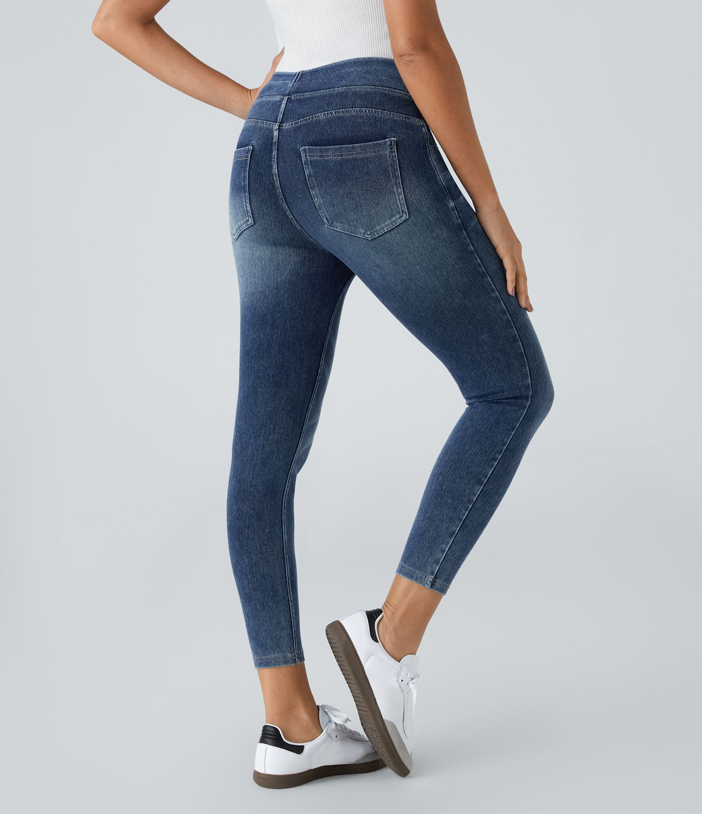 Royal Blue Denim Halara Flex™ High Waisted Pockets Denim Casual Leggings / 2