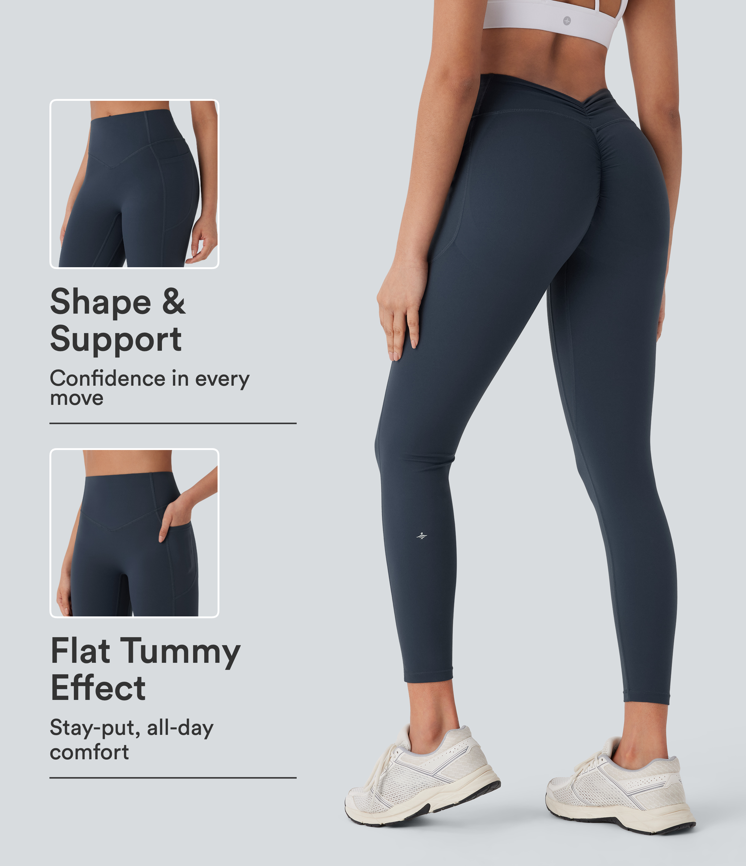 Halara UltraSculpt™ High Waisted Tummy Control Butt Lifting Ruched Pocket Shaping Yoga Leggings