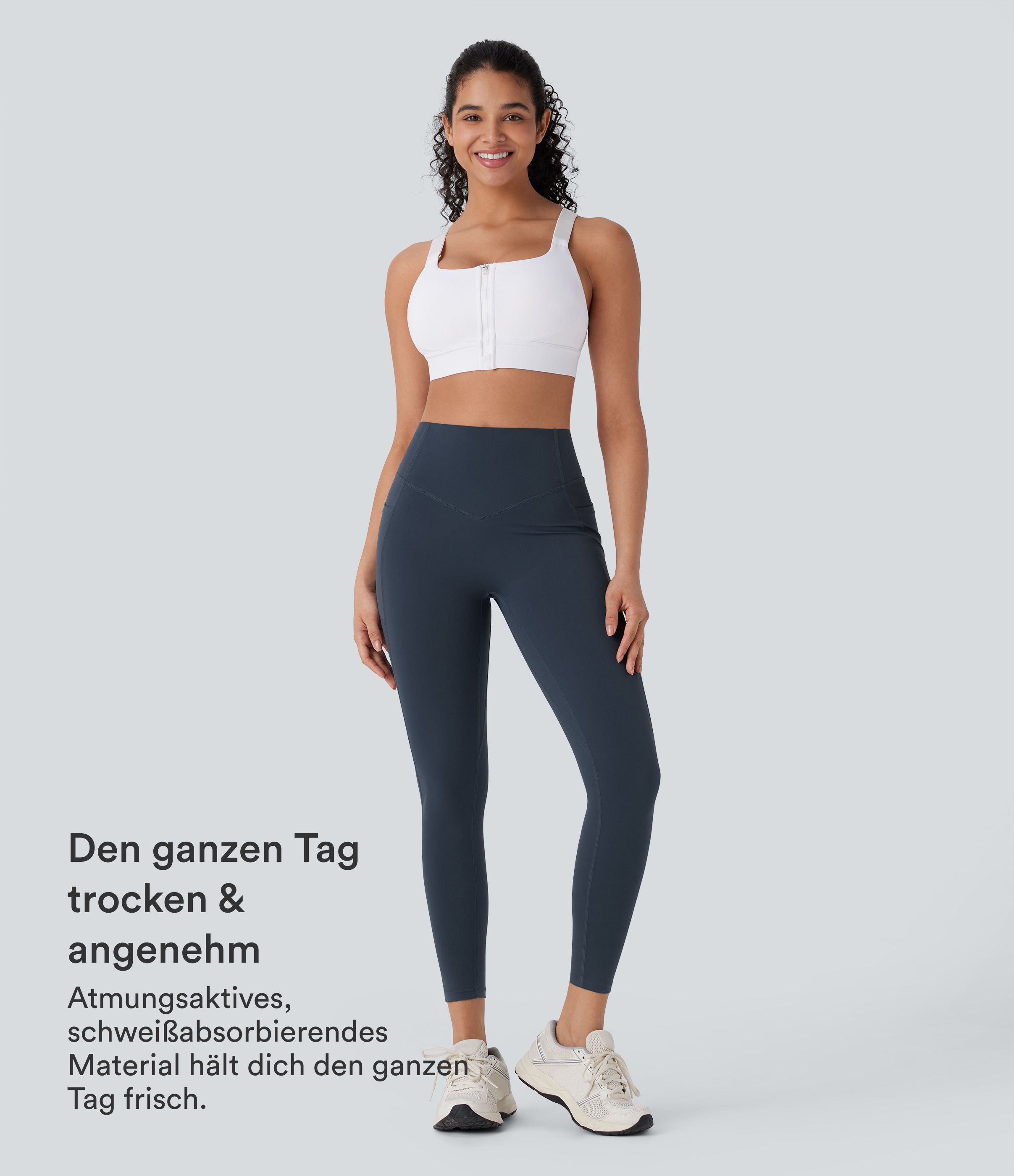 Carbon Halara UltraSculpt™ - Formende, geraffte Yoga-Leggings mit hohem Bund, Seitentaschen und Bauchkontrolle - Po-Lifting / 2
