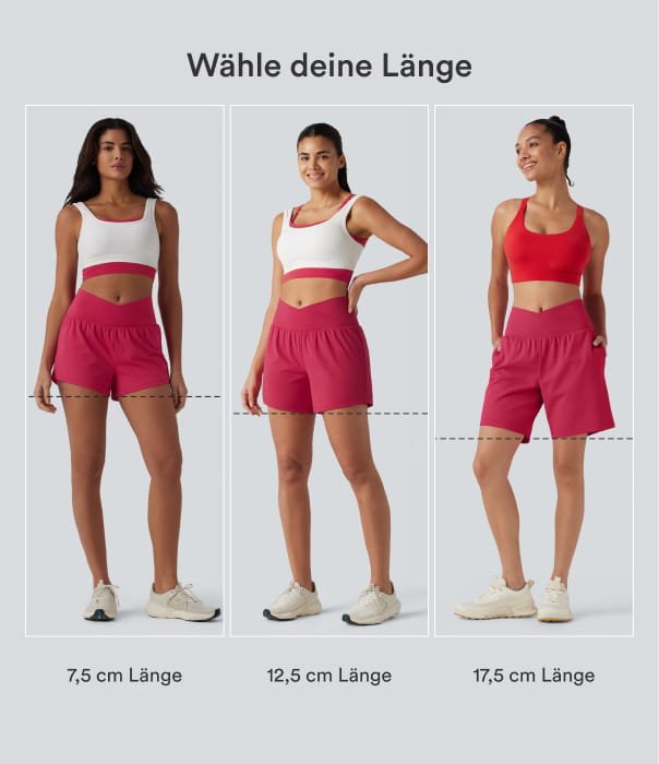 Winterberry SoftlyZero™ Airy - 2-in-1 Yoga-Shorts mit hohem Crossover-Bund, mehreren Taschen und InstantCool - 12,7 cm / 2