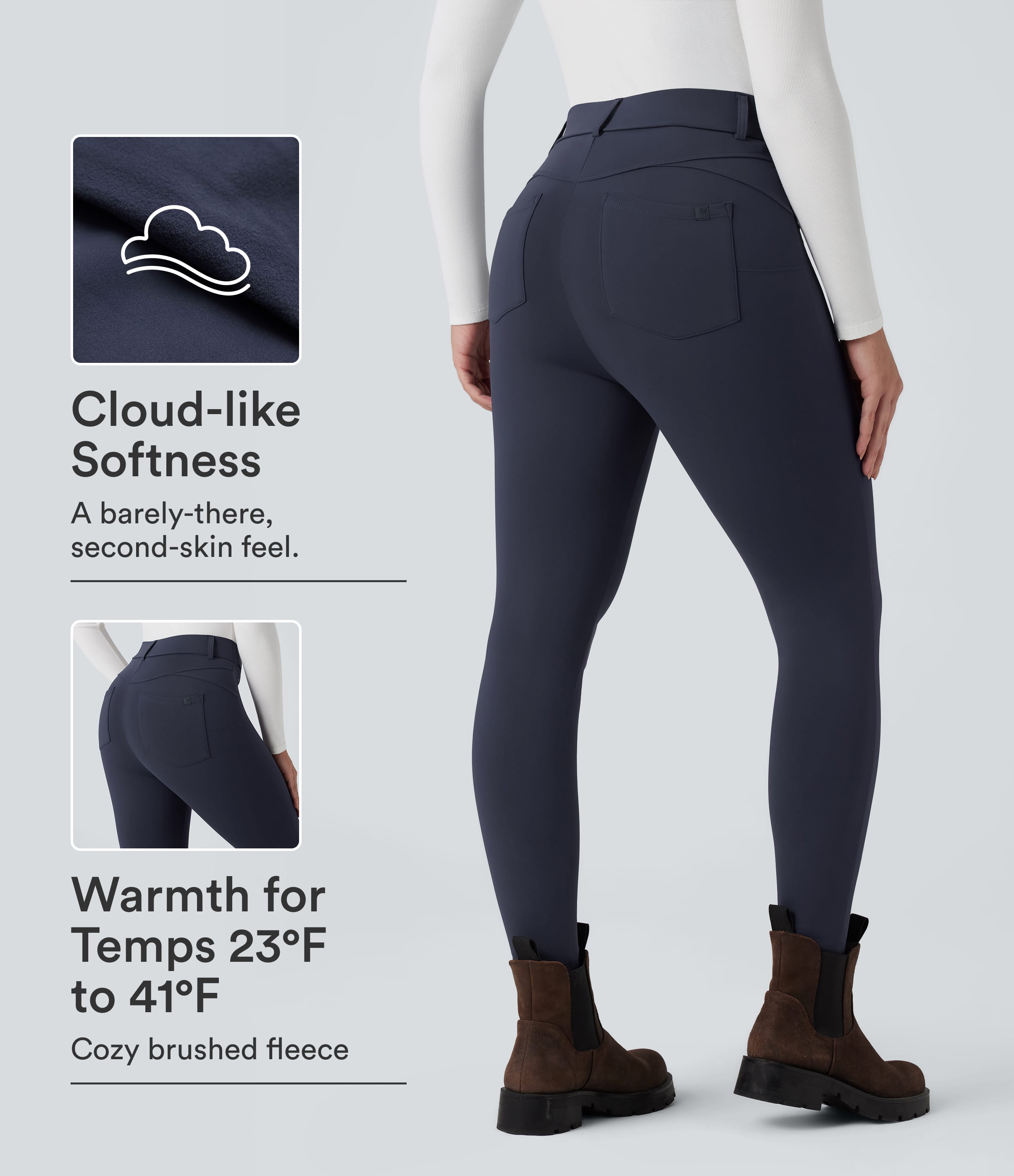 SoftlyZero™ Plush Thermal High Waisted Casual 7/8 Leggings with Pockets