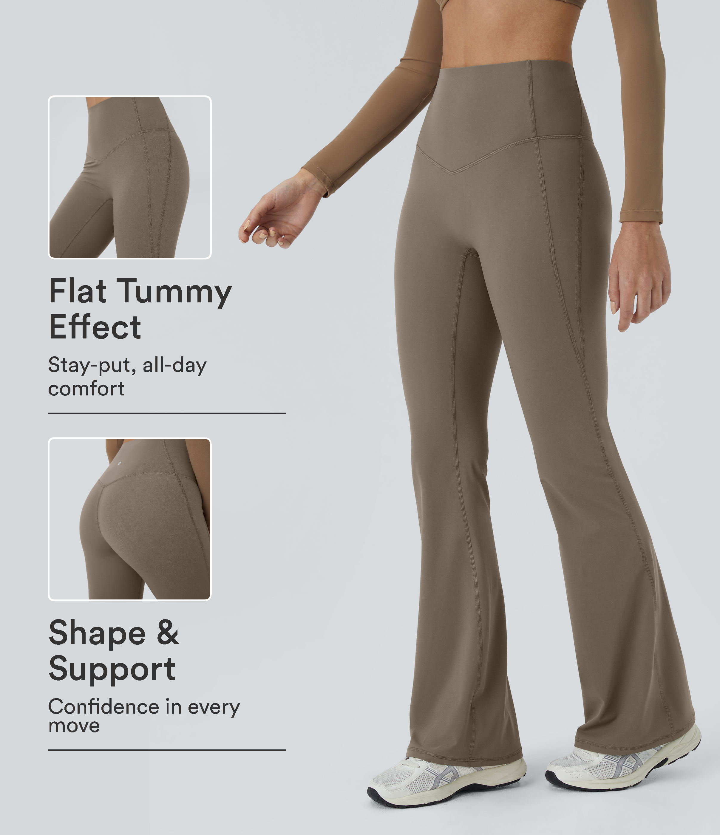 Halara UltraSculpt™ Leggings de yoga de talle alto con control del abdomen y efecto moldeador, de pierna acampanada