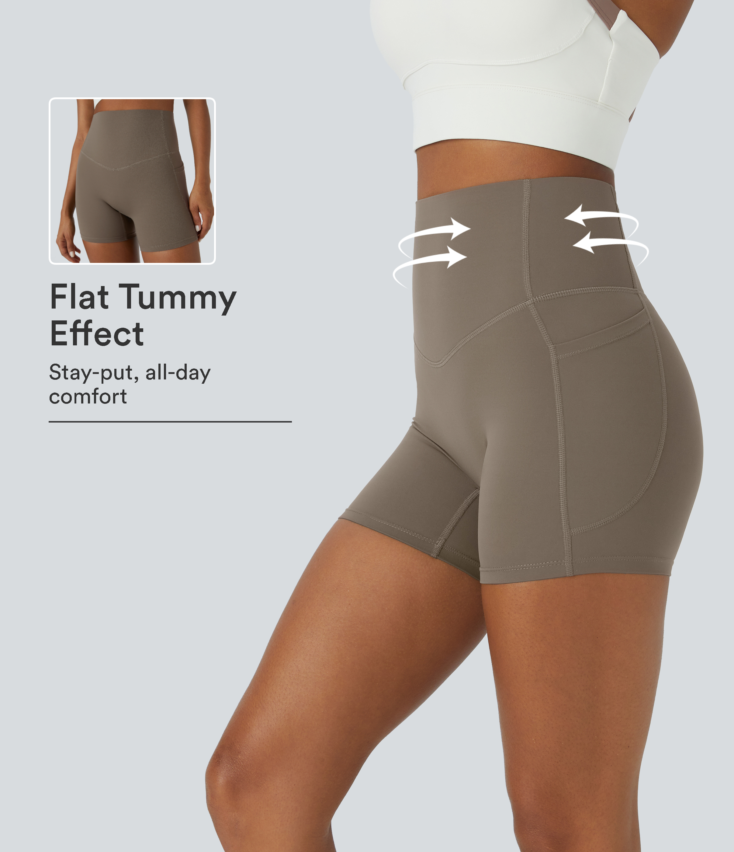 Shorts de ciclista UltraSculpt™ moldeadores de abdomen de tiro alto y bolsillos laterales 12.5cm
