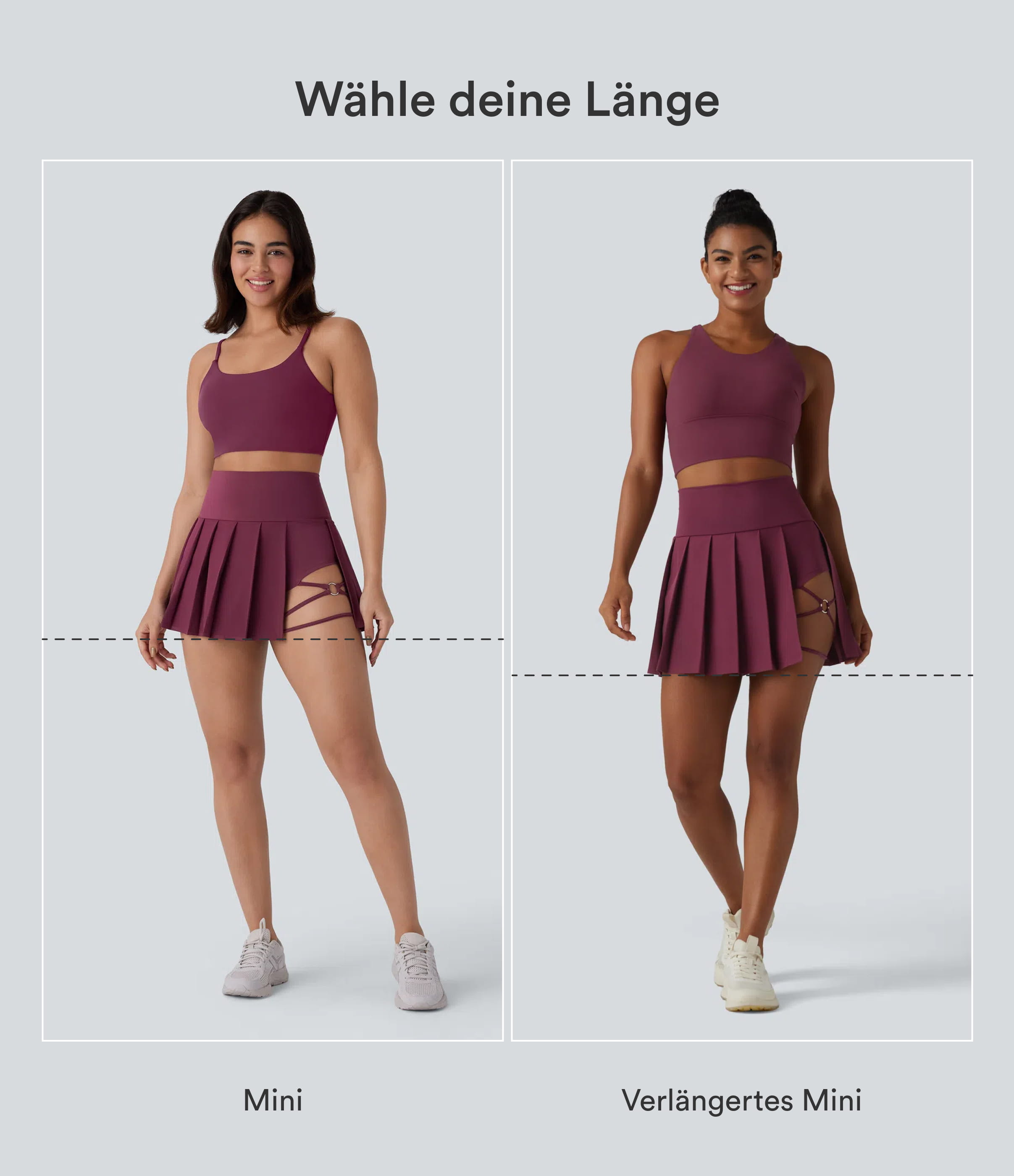 Amaranth Breezeful™ - Plissierter 2-in-1 Minirock mit hohem Bund, Taschen und asymmetrischem Saum - schnelltrocknend, extralang / 2