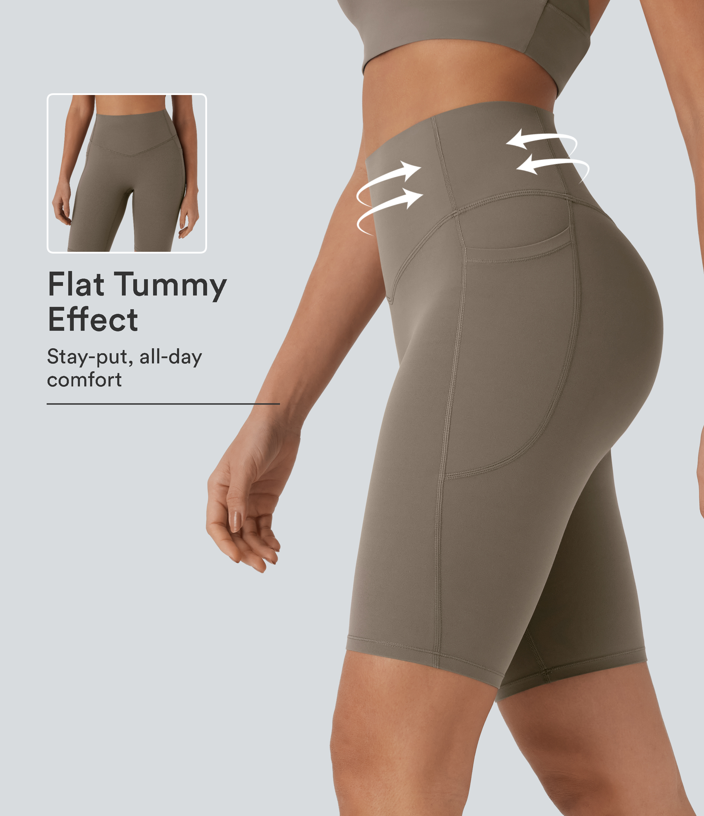 Halara UltraSculpt™ SoCinched Pantaloni scurți de bicicletă cu talie înaltă pentru control și modelare abdomen, 9"