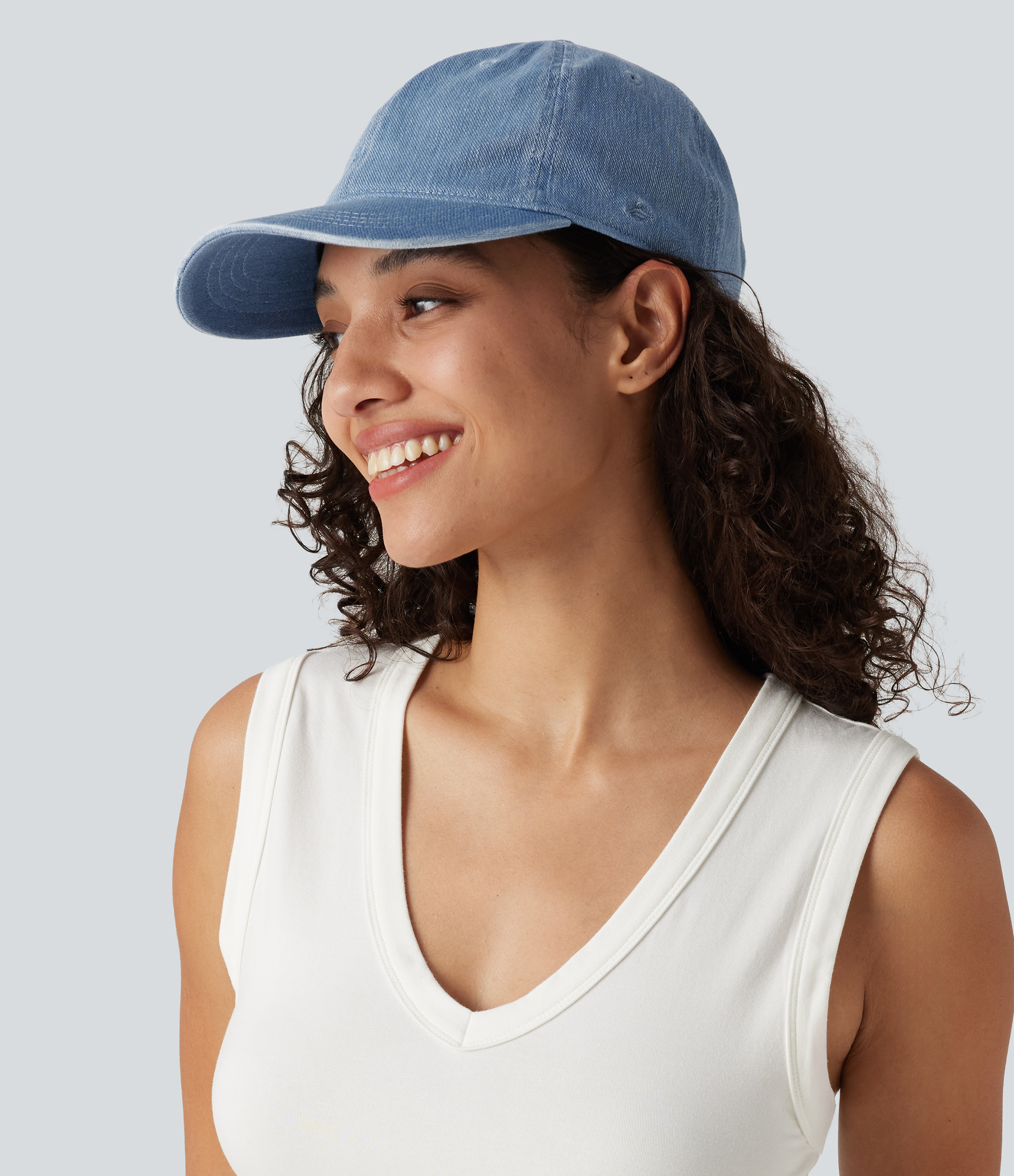 Powder Blue Denim Halara Stretch Denim Washed Baseball Cap / 2