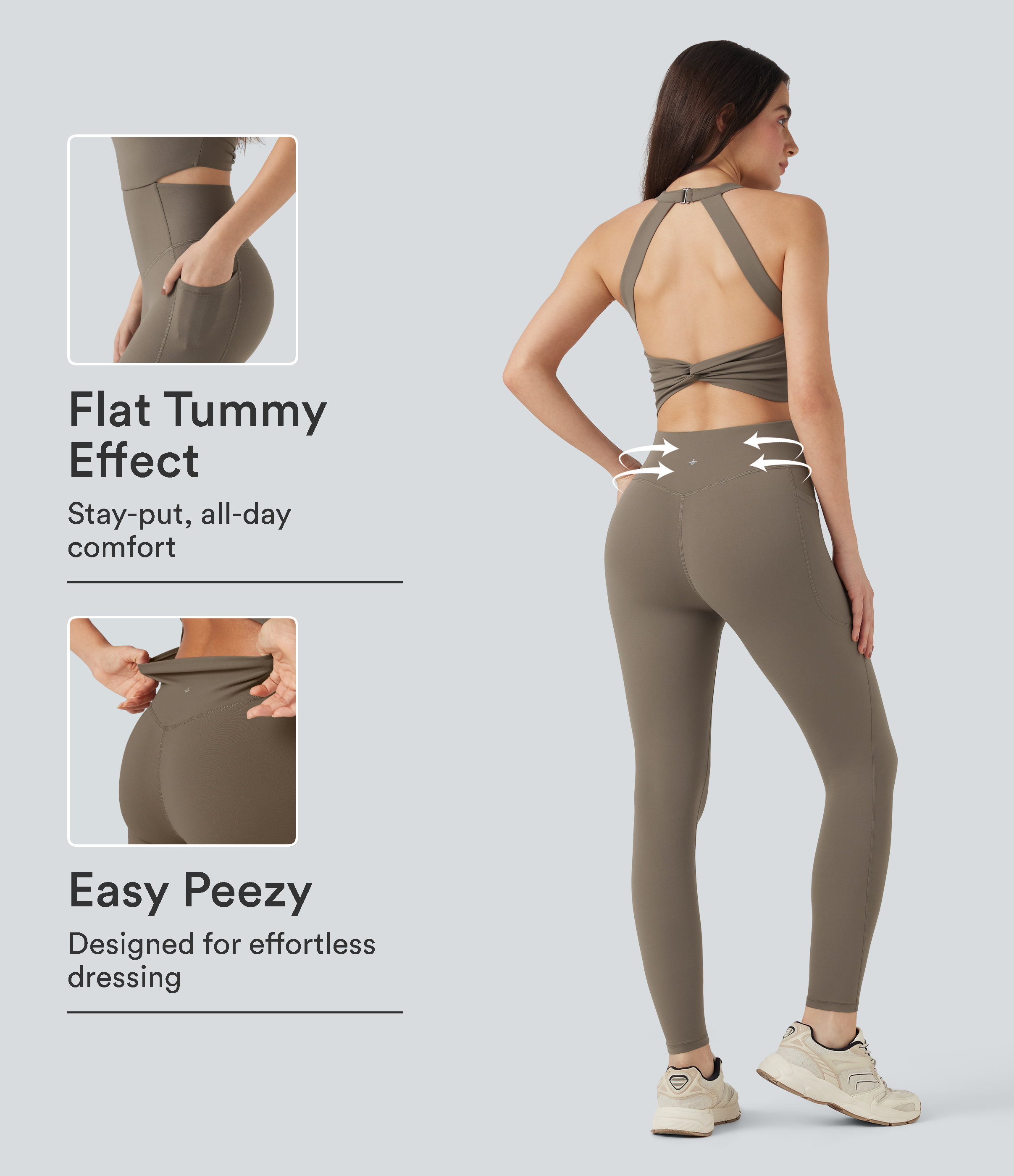 Halara UltraSculpt™ combinaison d'entraînement gainante à maintien abdominal avec poches - Édition Easy Peezy