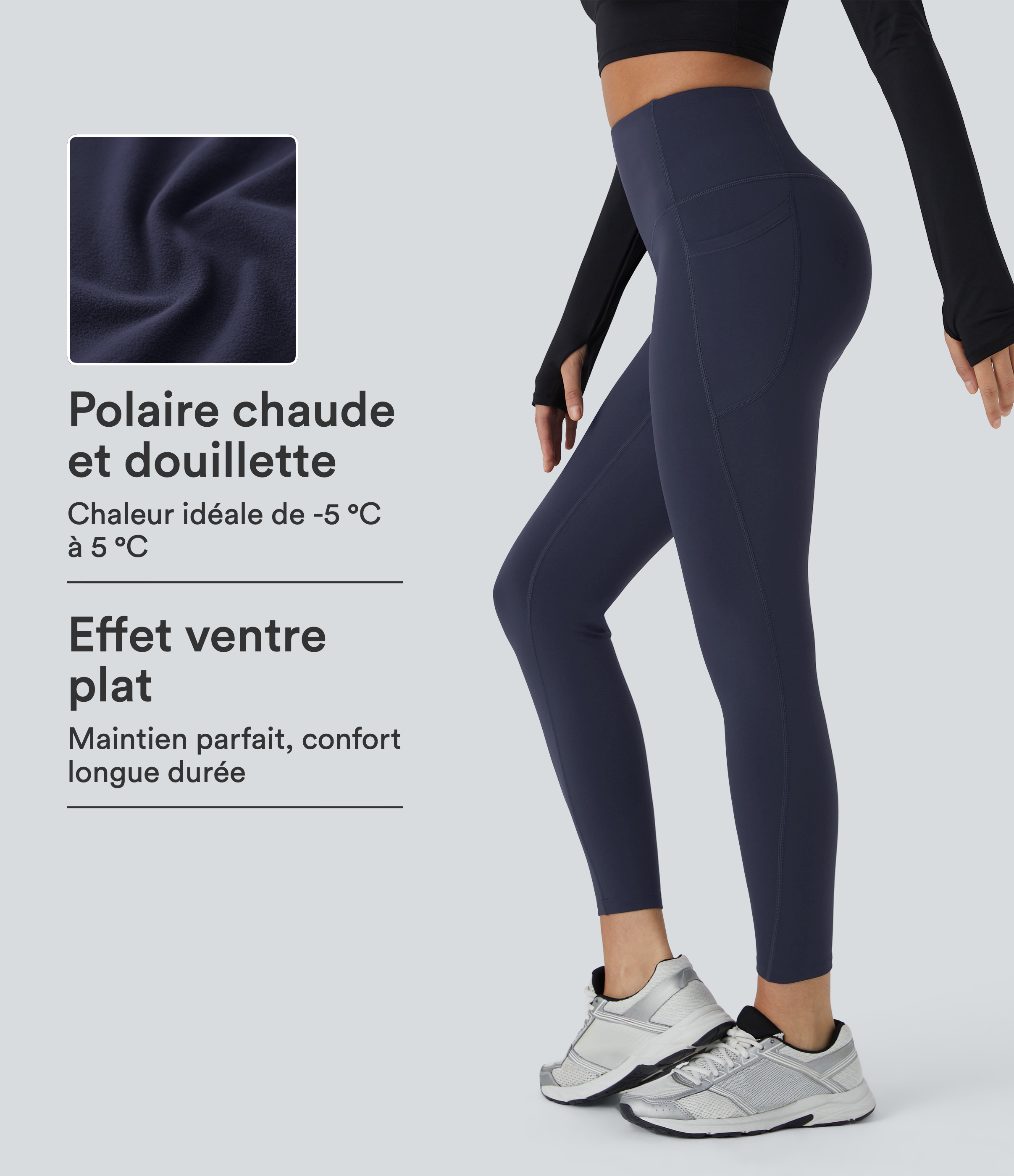 Legging de sport taille haute gainant et thermique Softlyzero™ avec poches