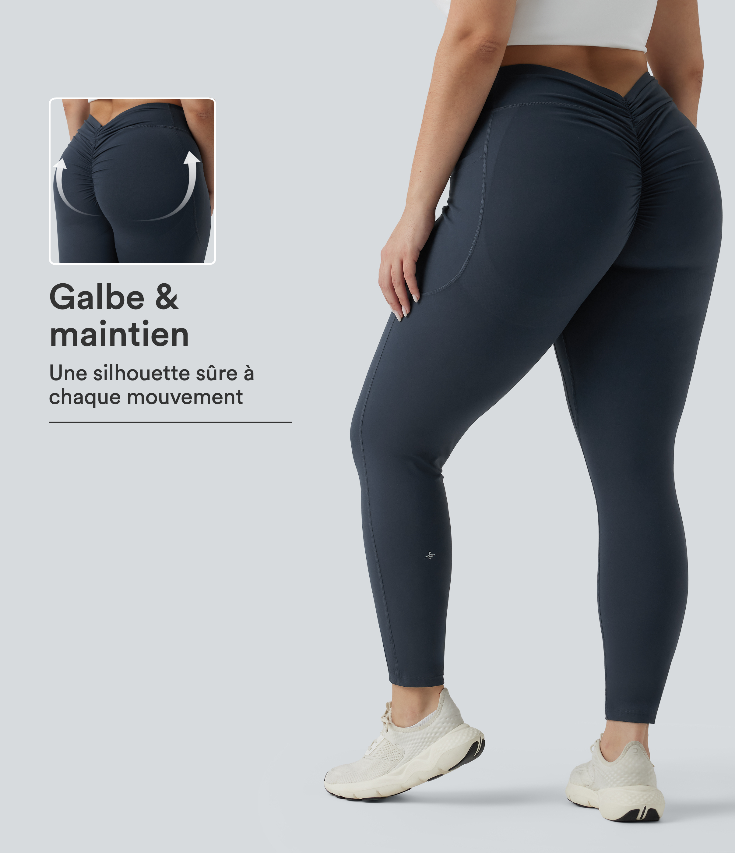 Halara UltraSculpt™ Legging yoga grande taille froncé taille haute gainant et sculptant avec poches