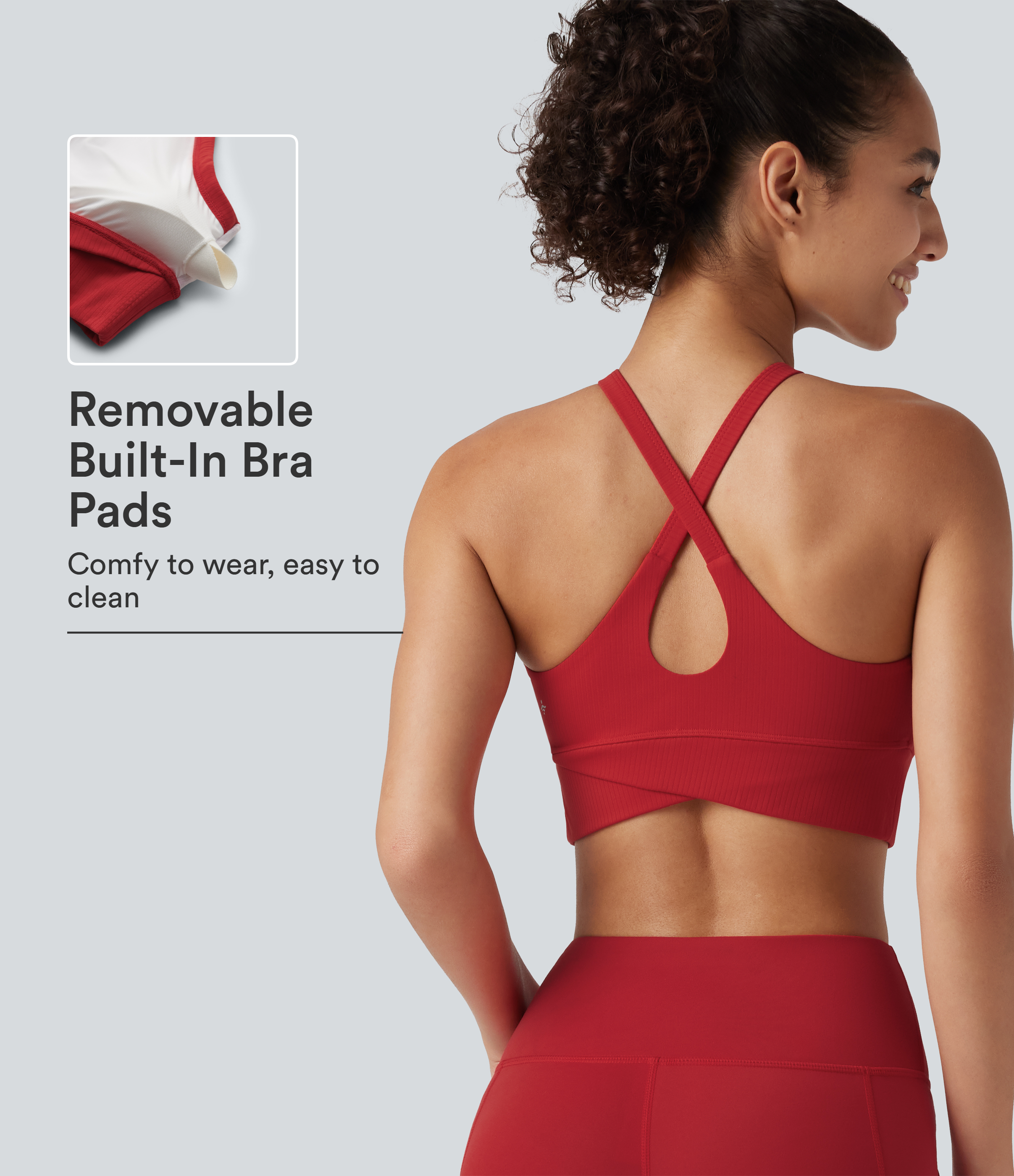 Halara UltraSculpt™ Ribbed Low Support V Neck Built-in Bra Yoga Sports Bra
